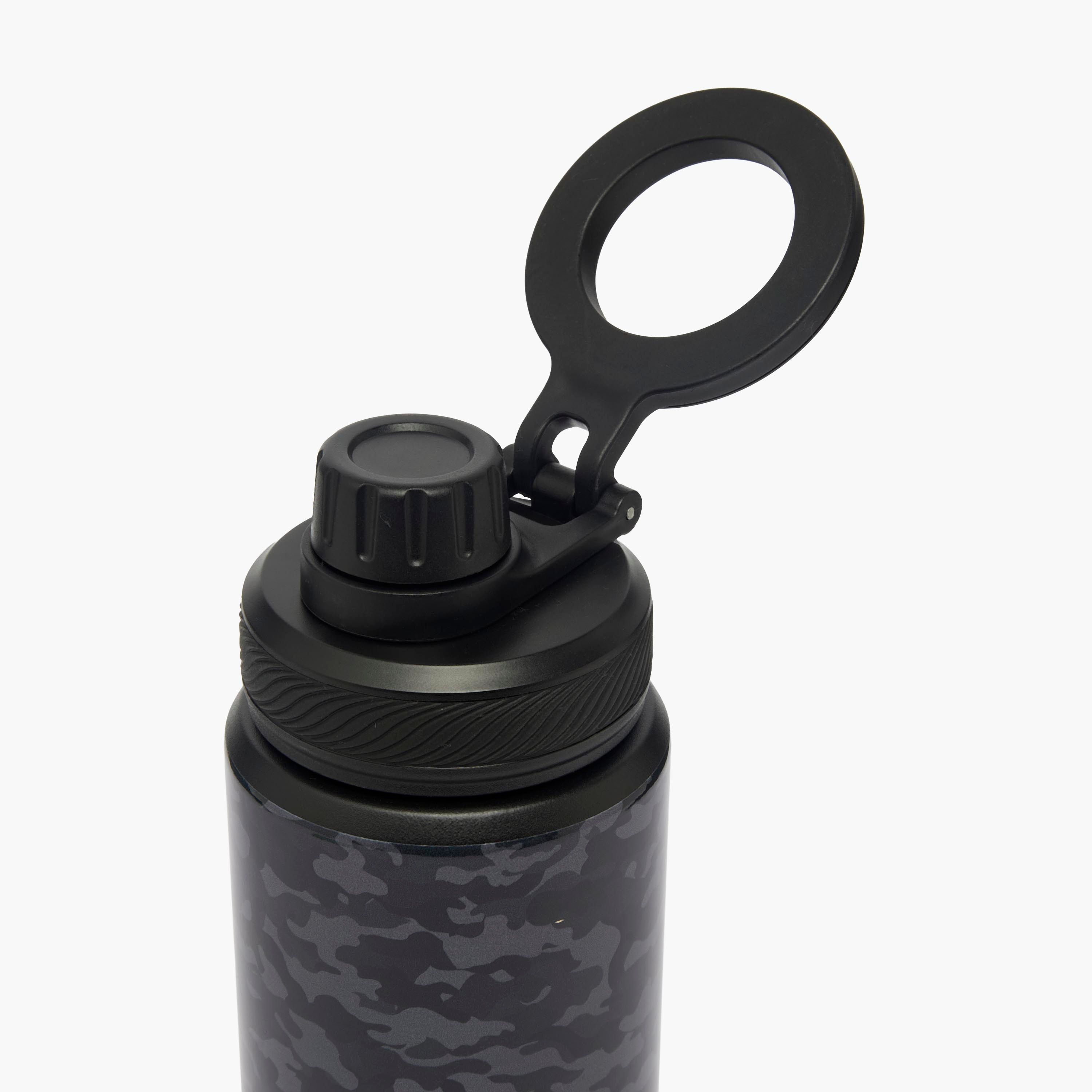 Juniors Camouflage Print Stainless Steel Water Bottle with Carry Loop-school-waterbottles-image-4