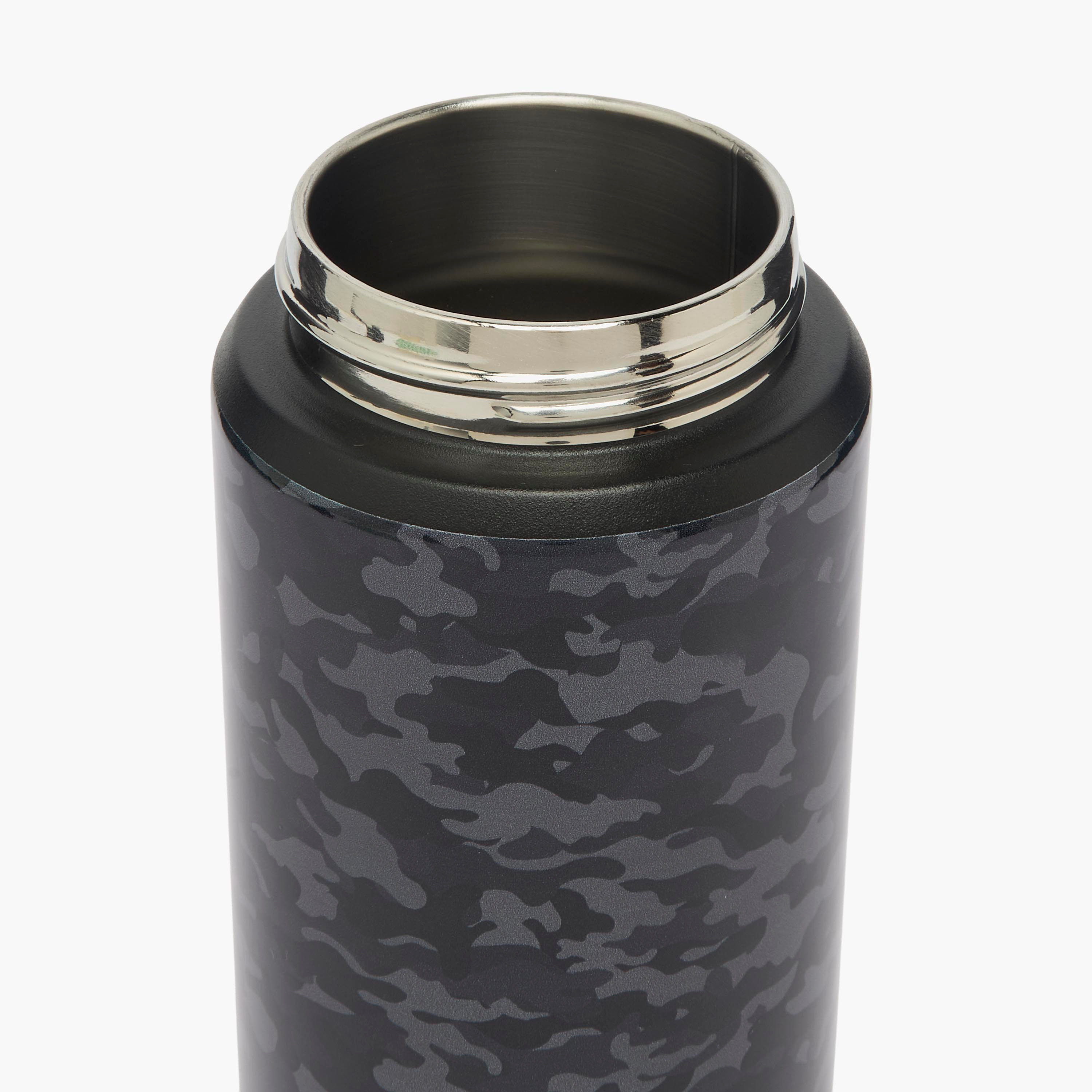 Juniors Camouflage Print Stainless Steel Water Bottle with Carry Loop-school-waterbottles-image-5