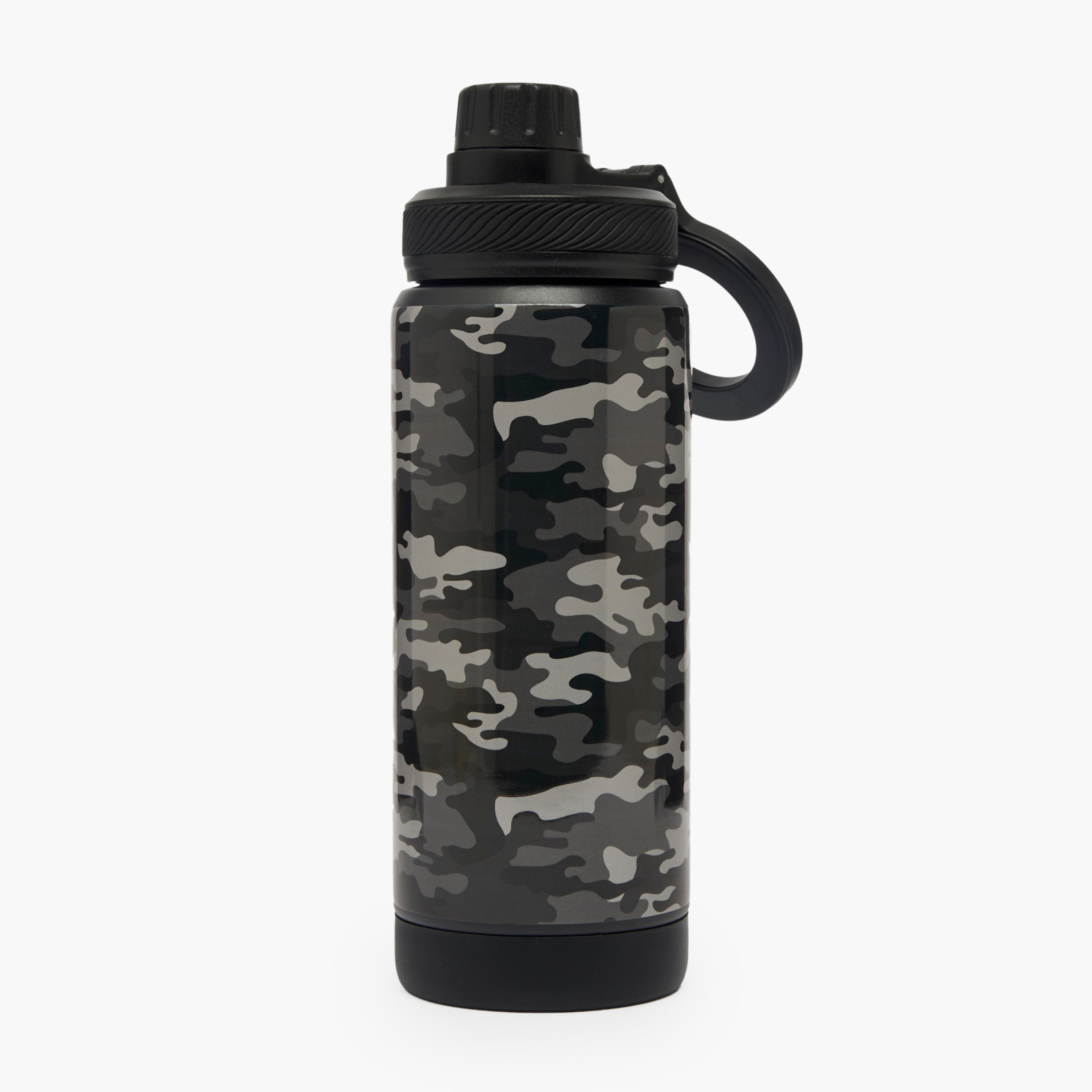 Juniors Camouflage Print Stainless Steel Water Bottle with Carry Loop-school-waterbottles-image-1