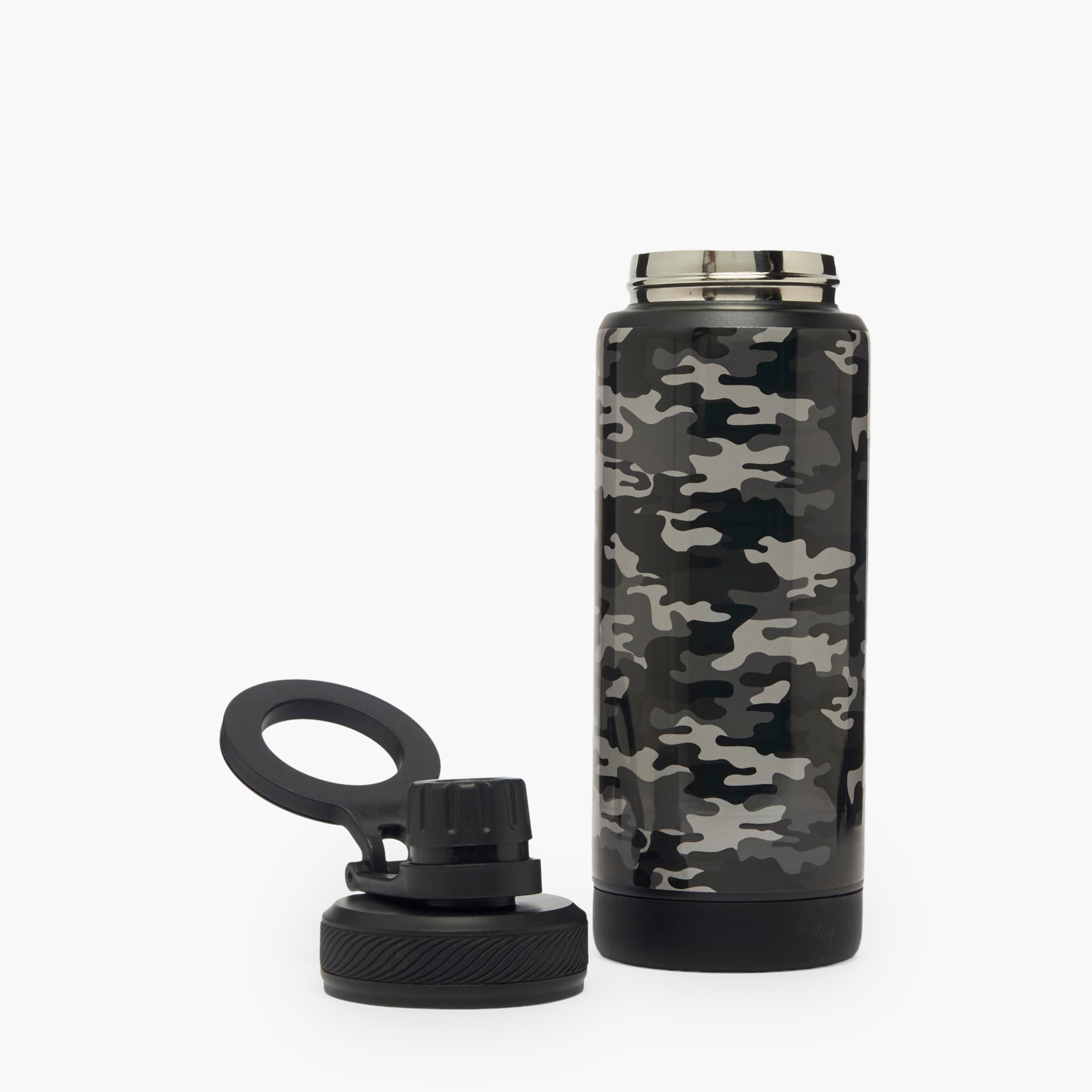 Juniors Camouflage Print Stainless Steel Water Bottle with Carry Loop-school-waterbottles-image-2