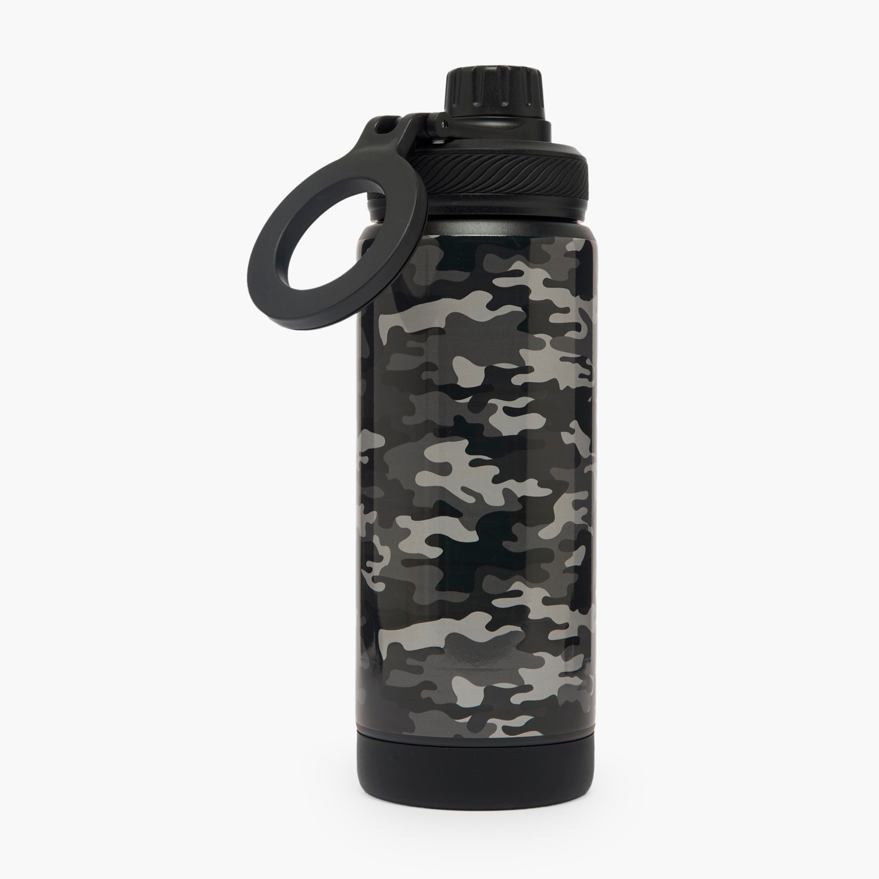 Juniors Camouflage Print Stainless Steel Water Bottle with Carry Loop-school-waterbottles-image-3