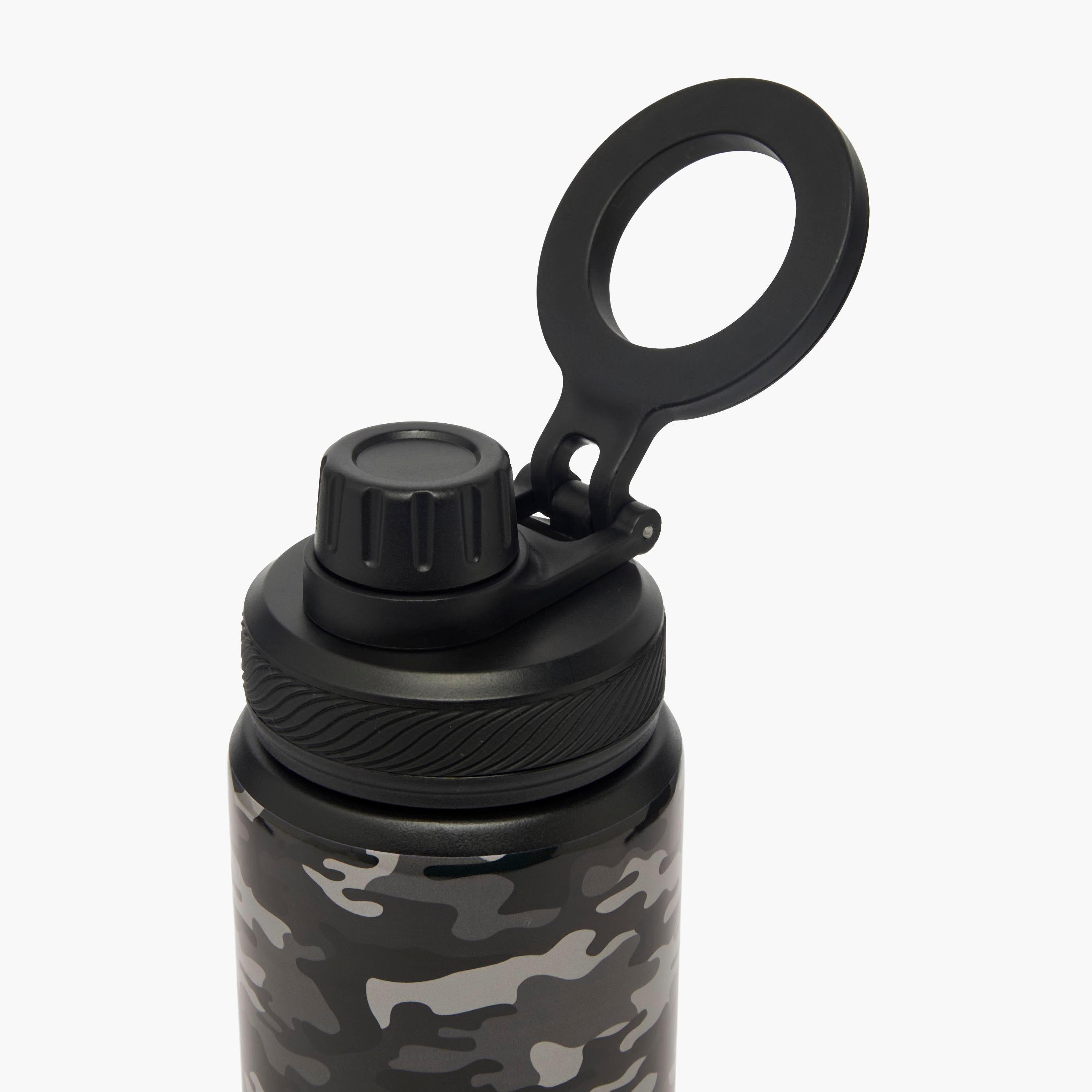 Juniors Camouflage Print Stainless Steel Water Bottle with Carry Loop-school-waterbottles-image-4