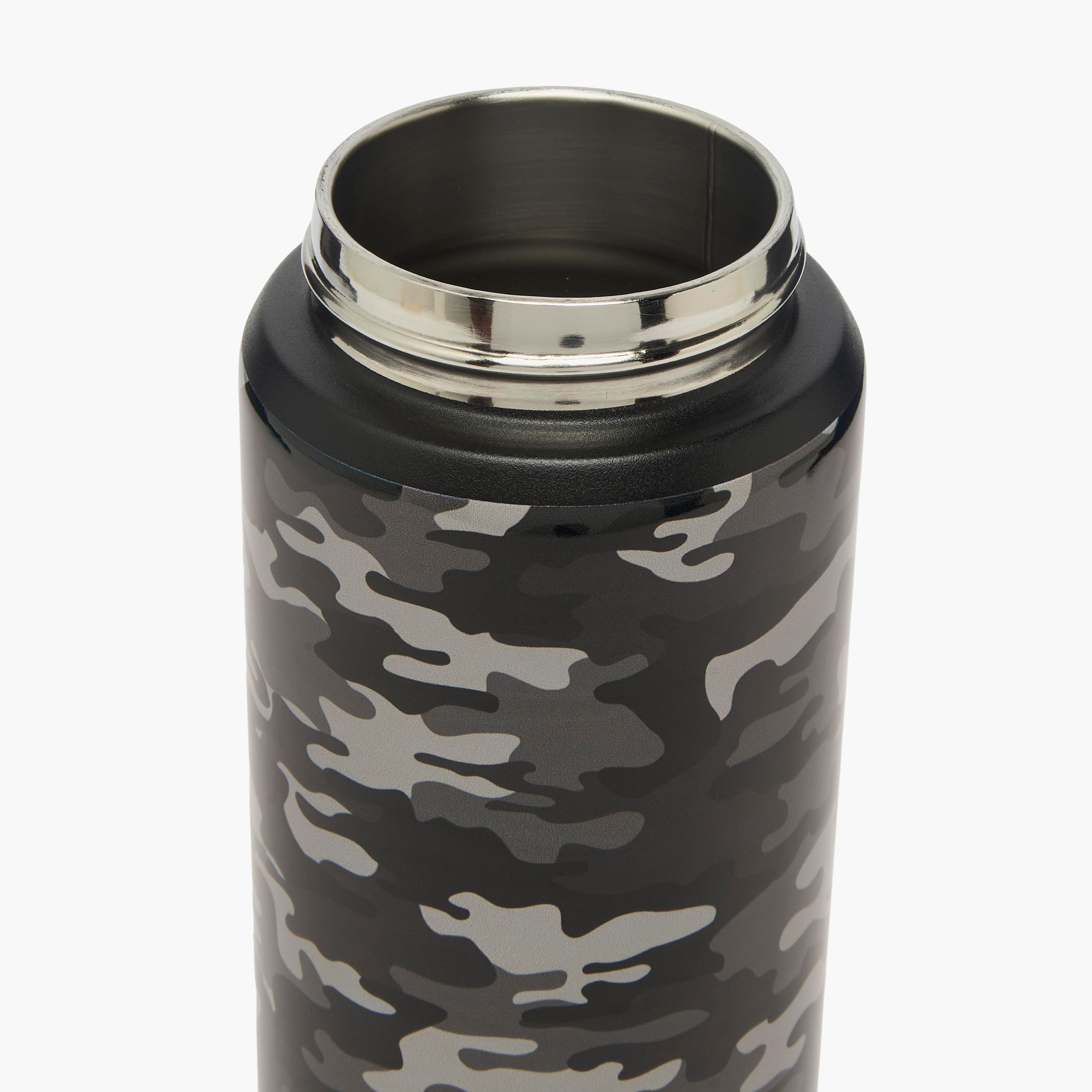 Juniors Camouflage Print Stainless Steel Water Bottle with Carry Loop-school-waterbottles-image-5
