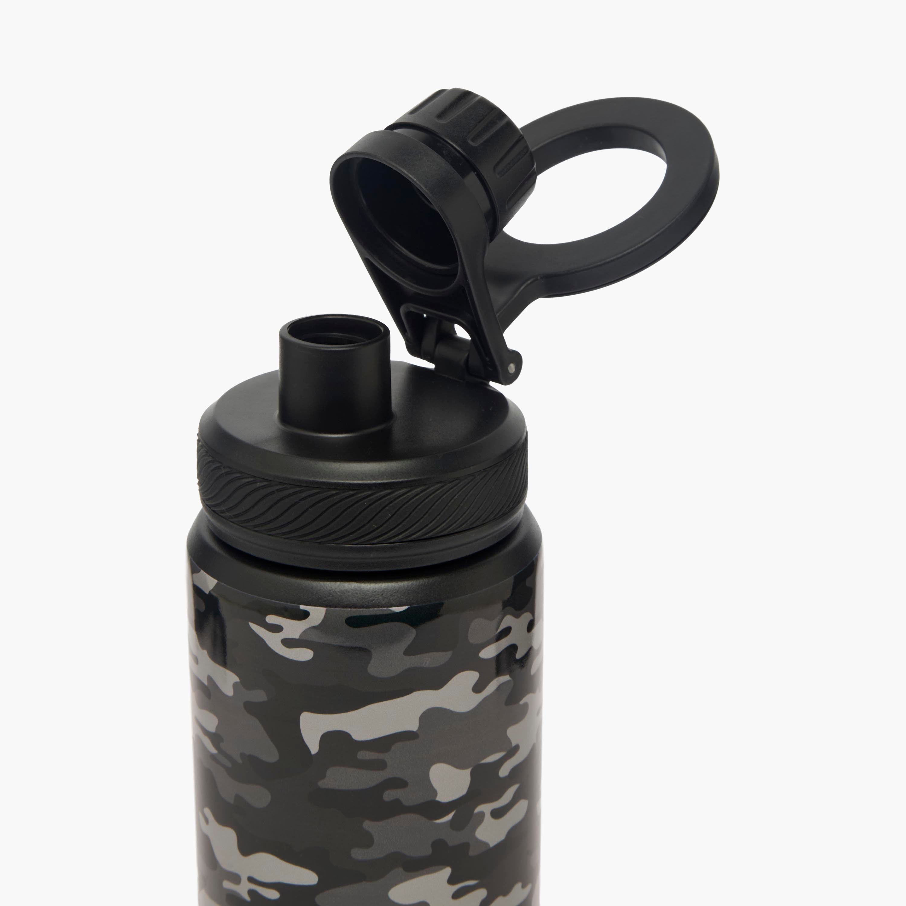 Juniors Camouflage Print Stainless Steel Water Bottle with Carry Loop-school-waterbottles-image-6
