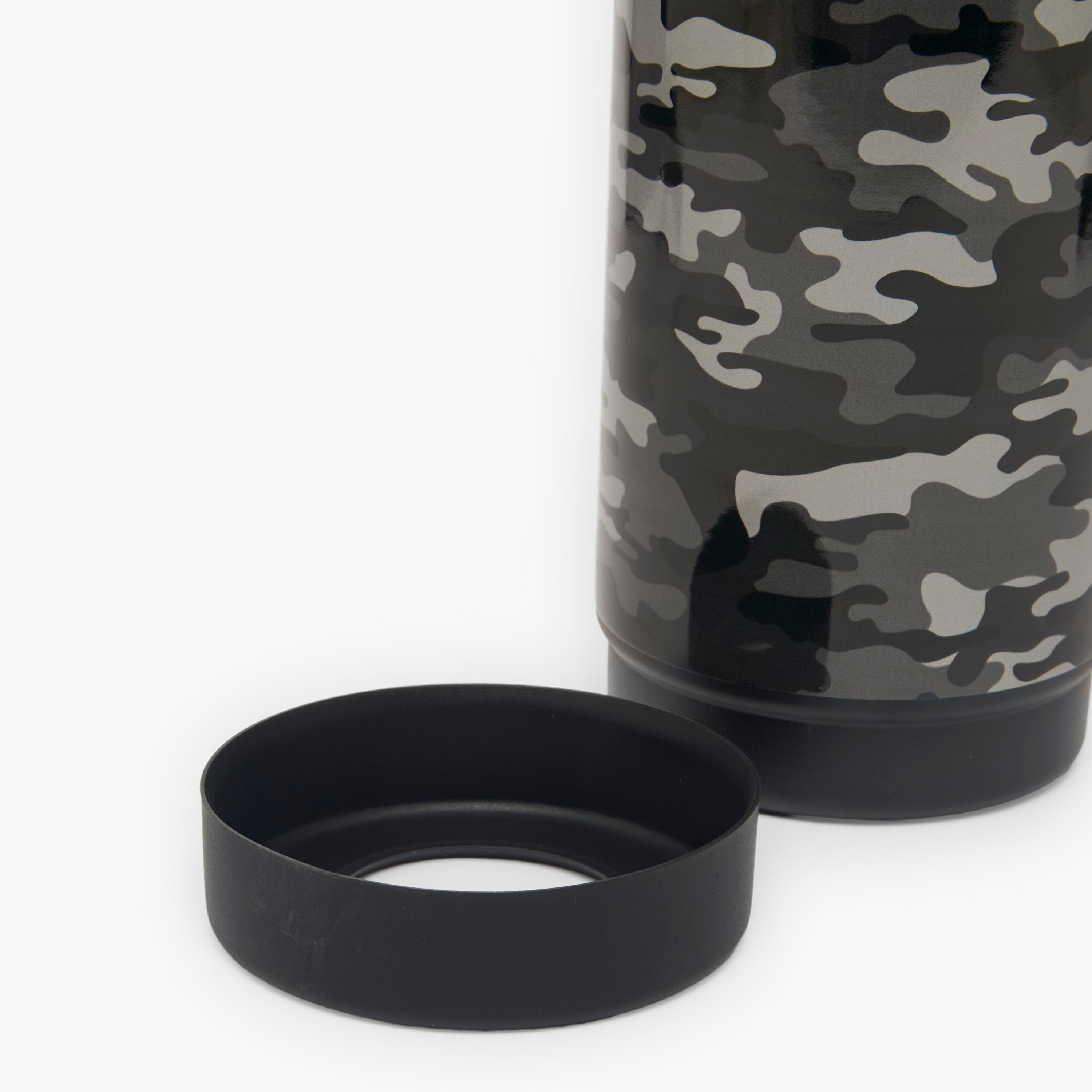 Juniors Camouflage Print Stainless Steel Water Bottle with Carry Loop-school-waterbottles-image-7