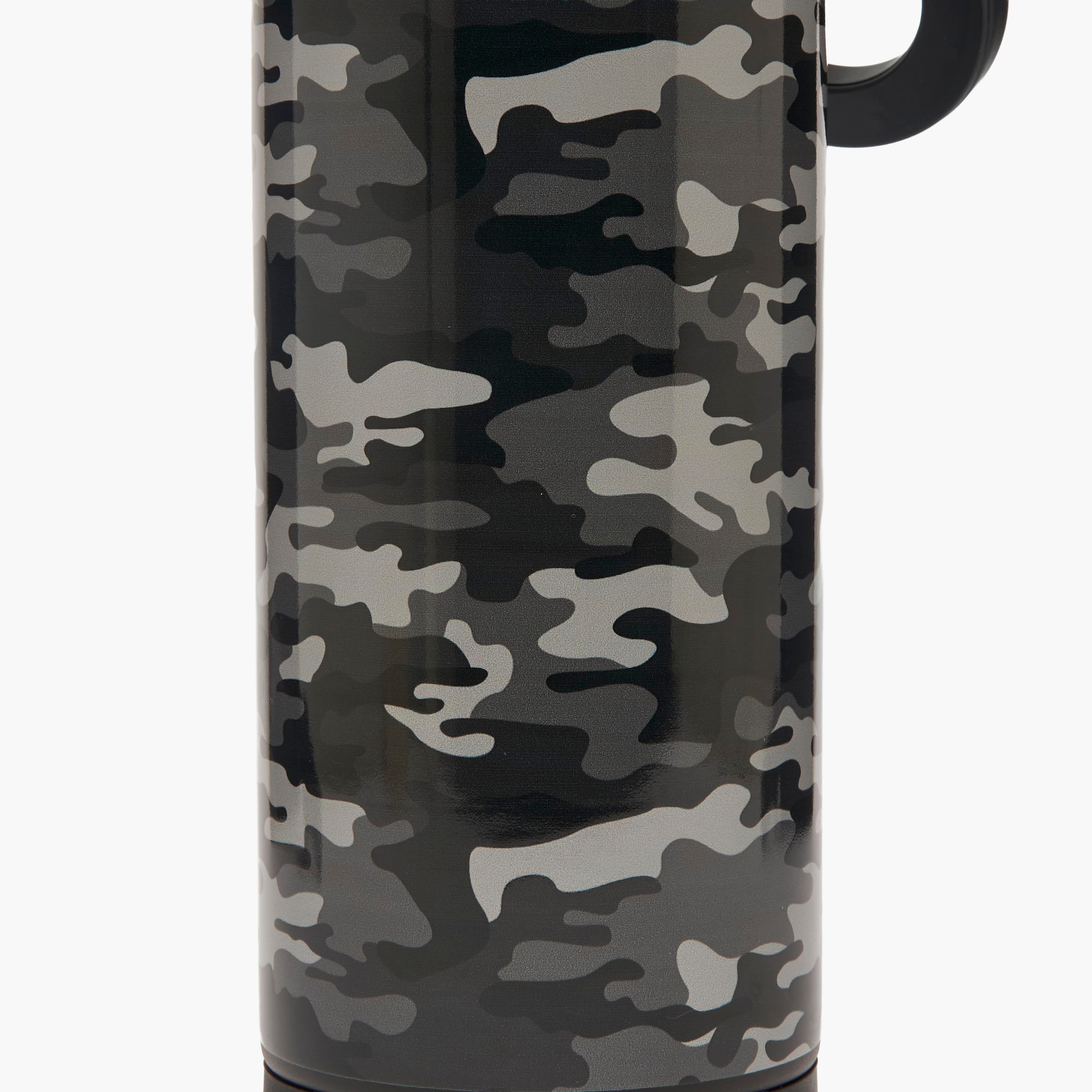 Juniors Camouflage Print Stainless Steel Water Bottle with Carry Loop-school-waterbottles-image-8