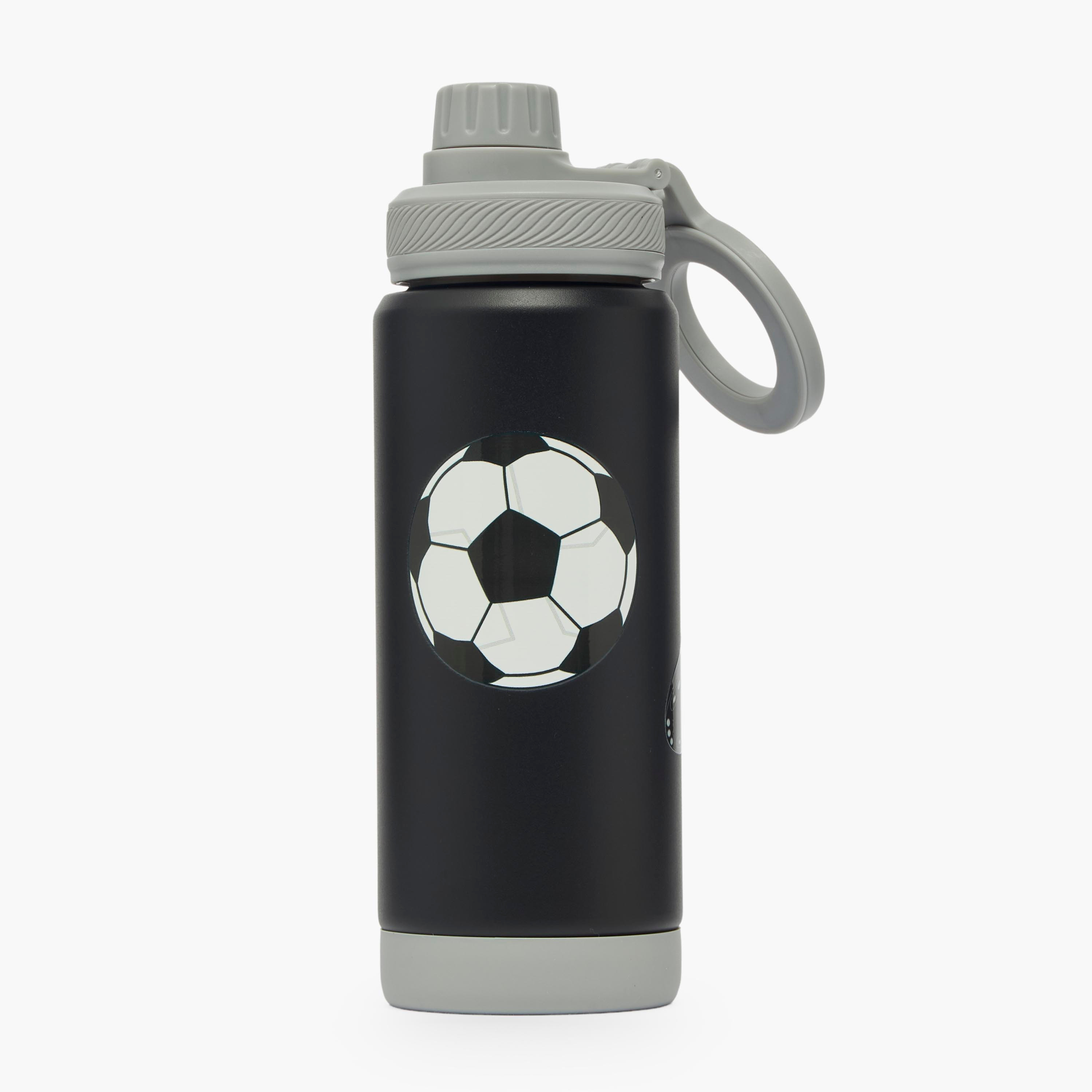 Juniors Football Print Stainless Steel Water Bottle with Carry Loop-school-waterbottles-image-1