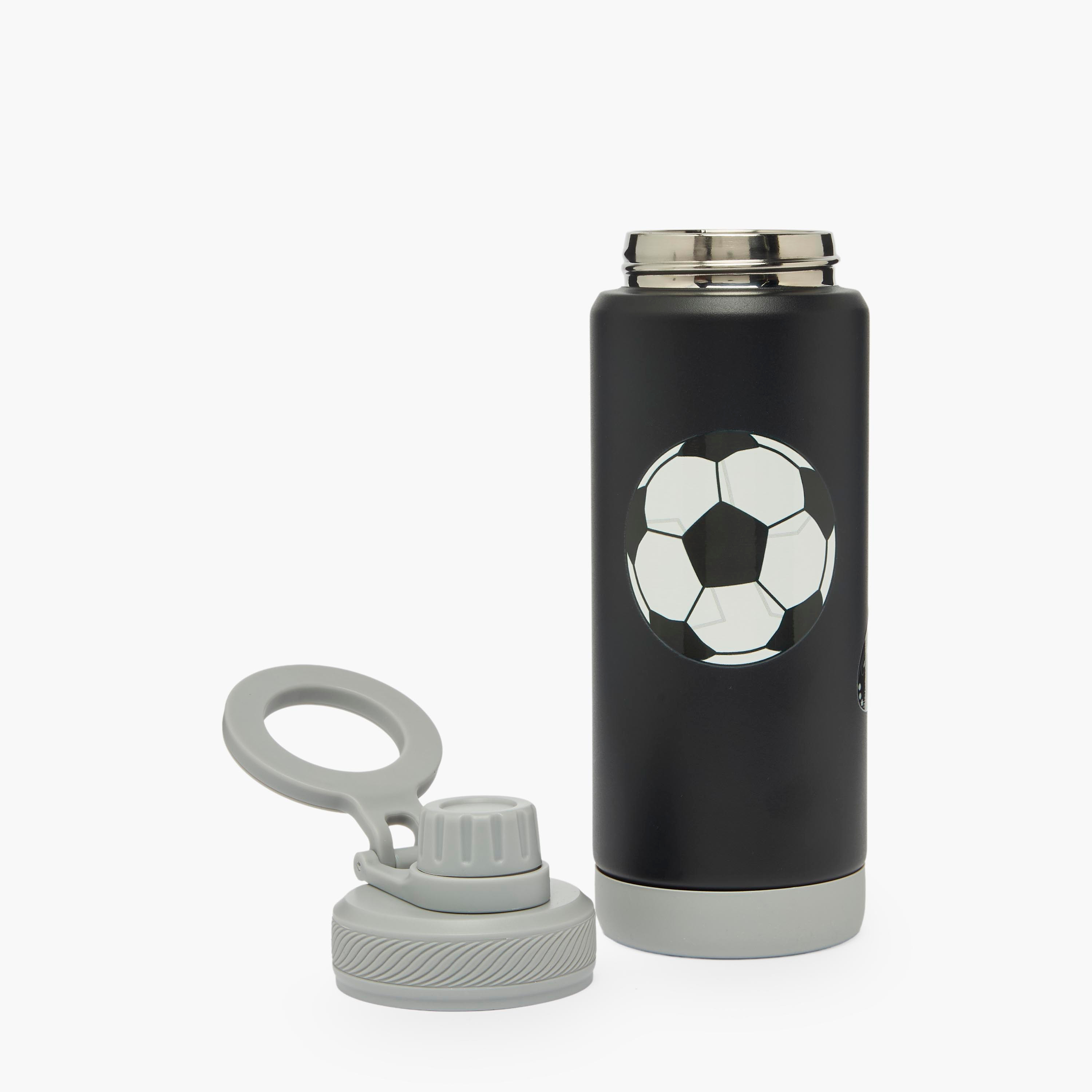 Juniors Football Print Stainless Steel Water Bottle with Carry Loop-school-waterbottles-image-2
