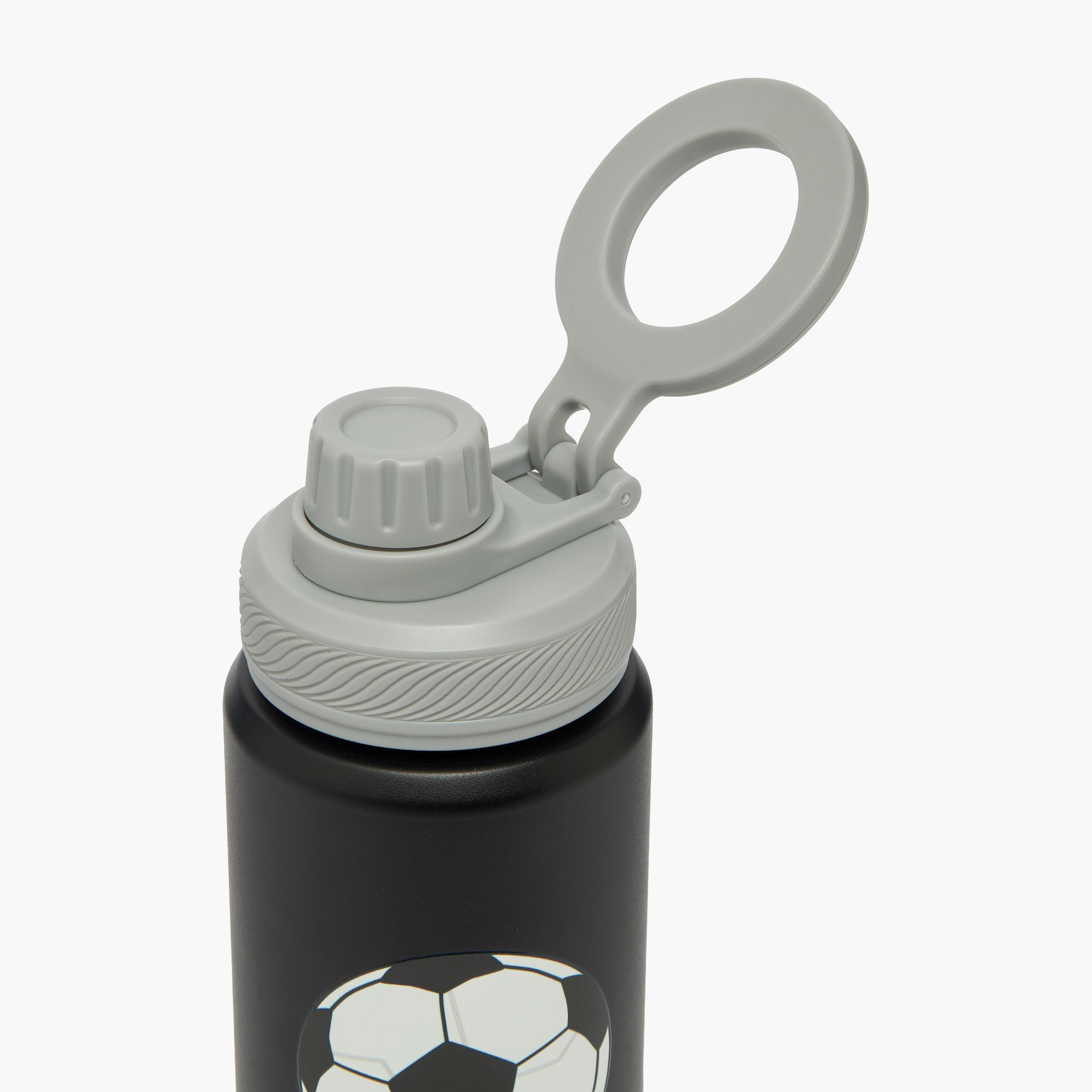 Juniors Football Print Stainless Steel Water Bottle with Carry Loop-school-waterbottles-image-4