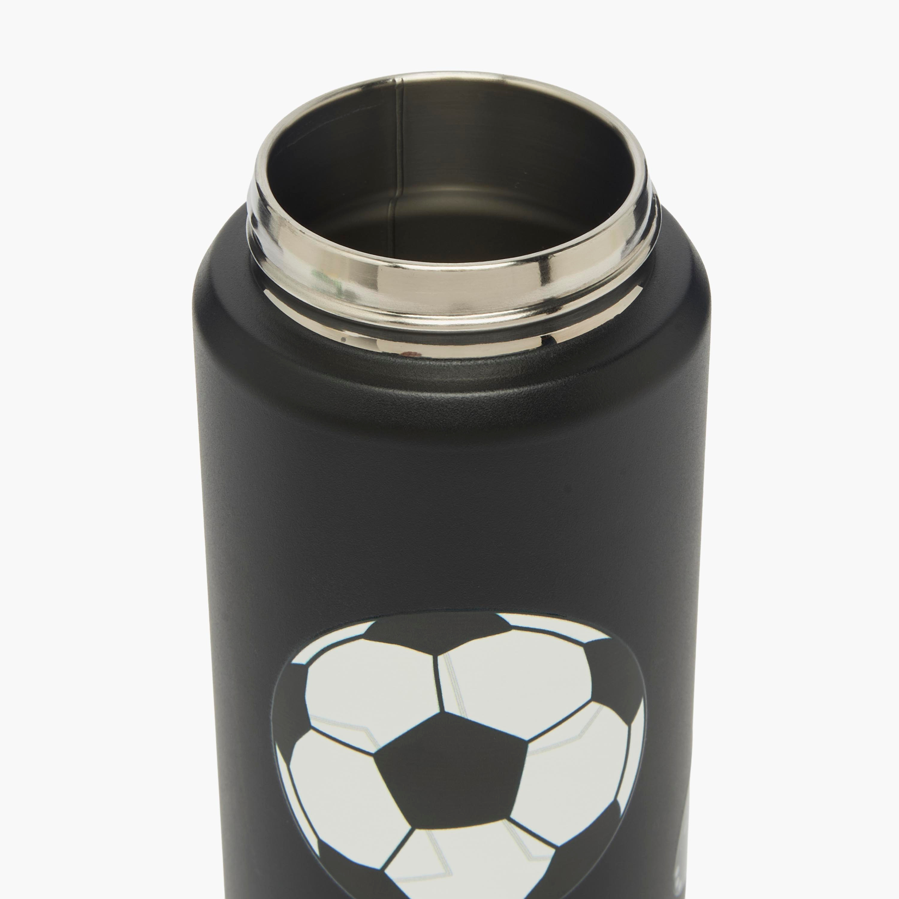 Juniors Football Print Stainless Steel Water Bottle with Carry Loop-school-waterbottles-image-5