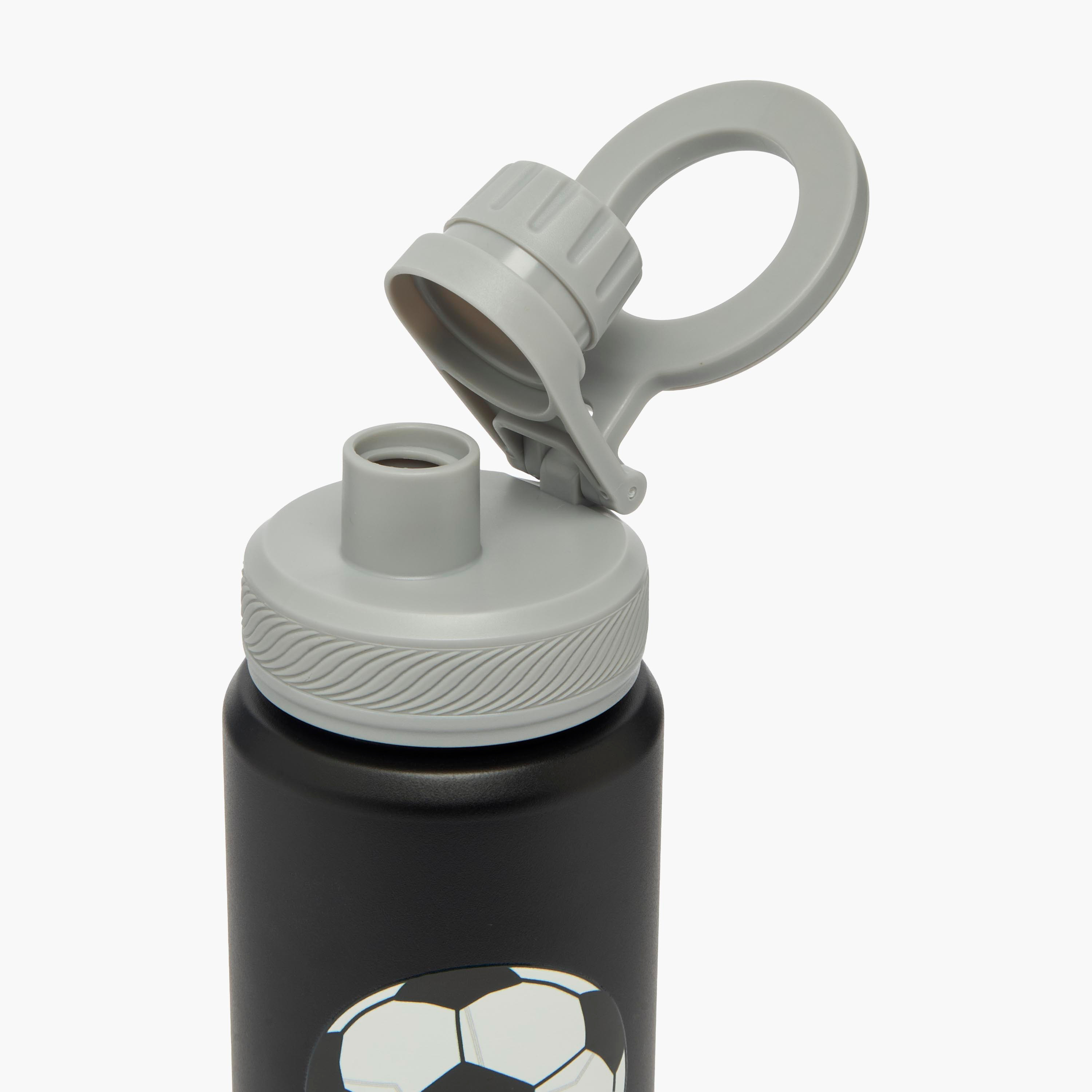 Juniors Football Print Stainless Steel Water Bottle with Carry Loop-school-waterbottles-image-6