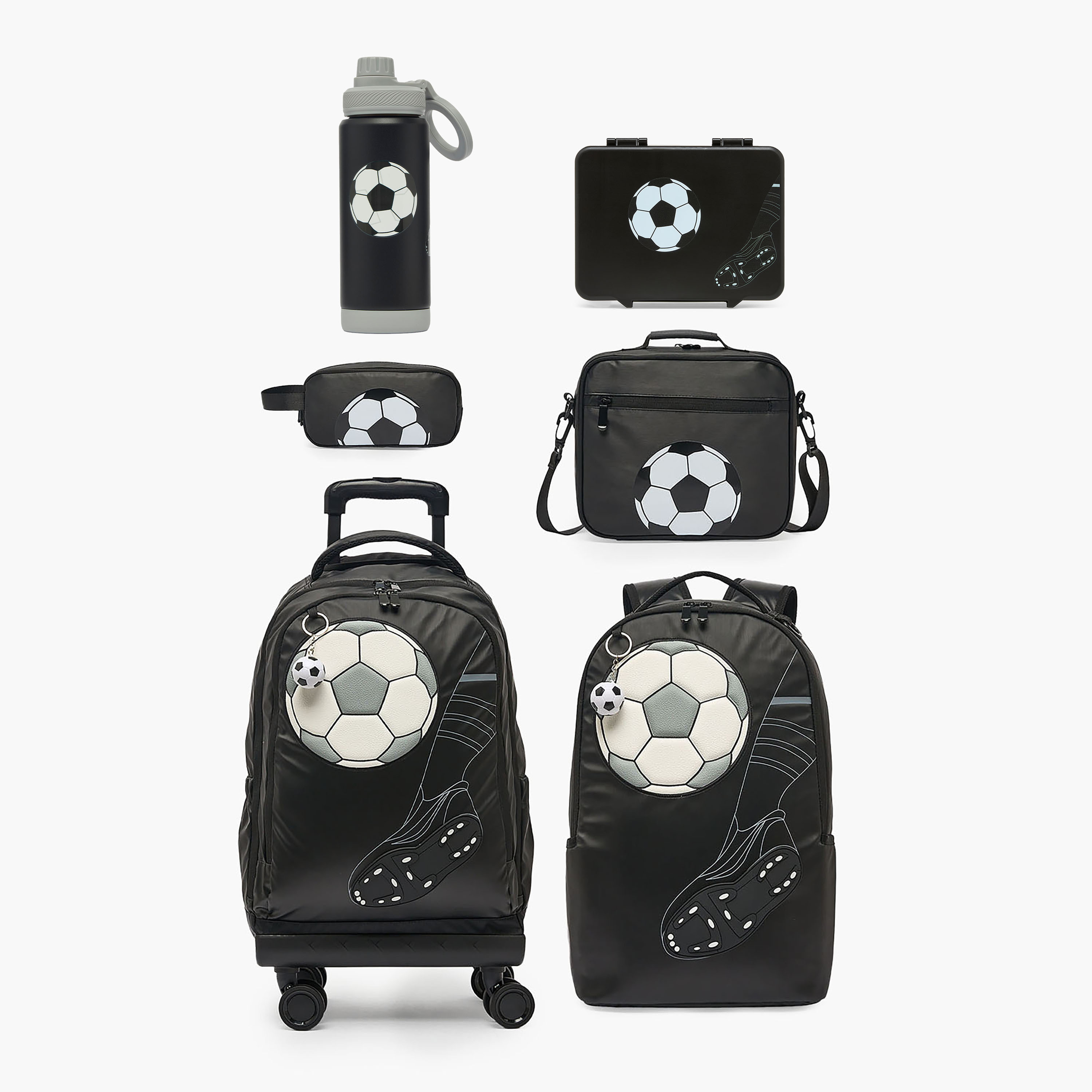 Juniors Football Print Stainless Steel Water Bottle with Carry Loop-school-waterbottles-image-9