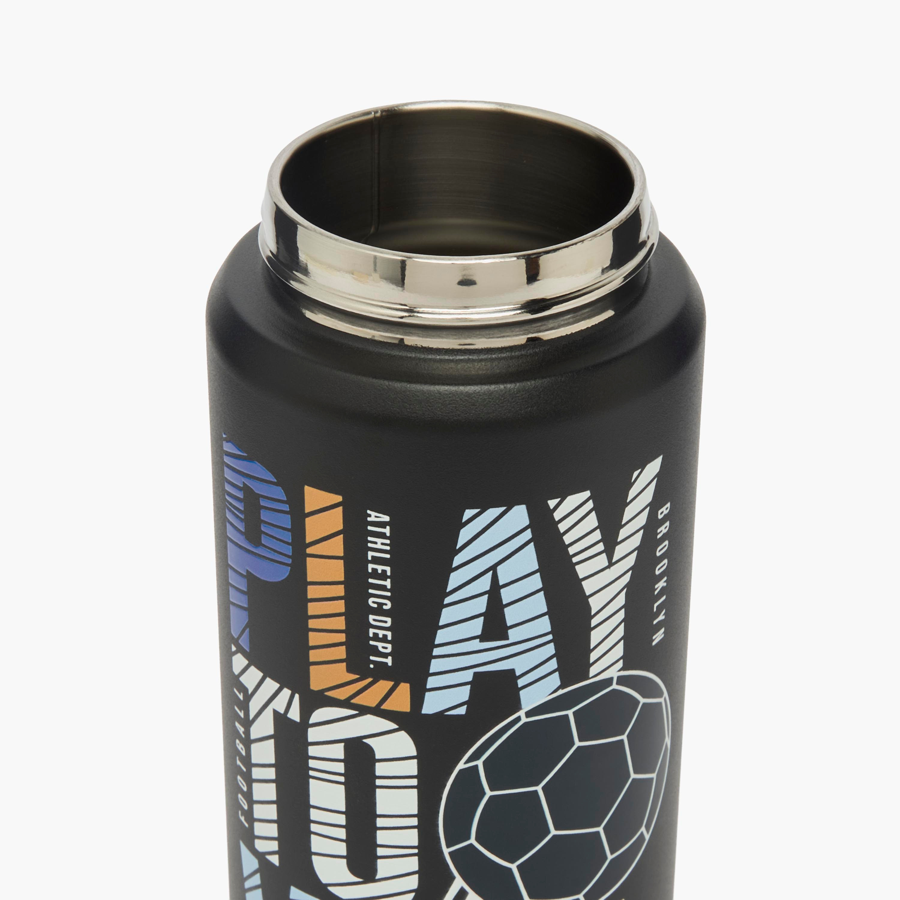 Juniors Football Print Stainless Steel Water Bottle with Carry Loop-school-waterbottles-image-5