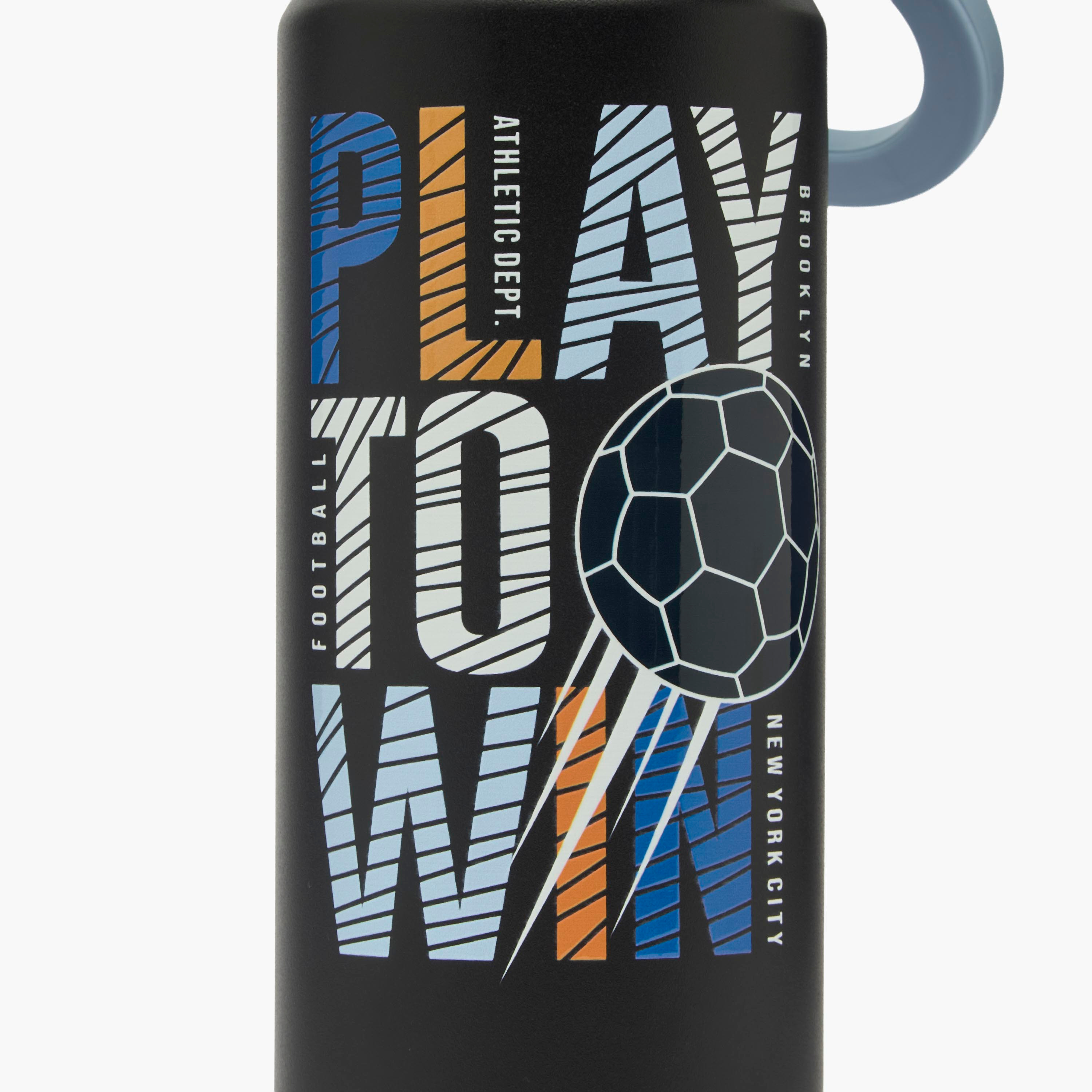 Juniors Football Print Stainless Steel Water Bottle with Carry Loop-school-waterbottles-image-7