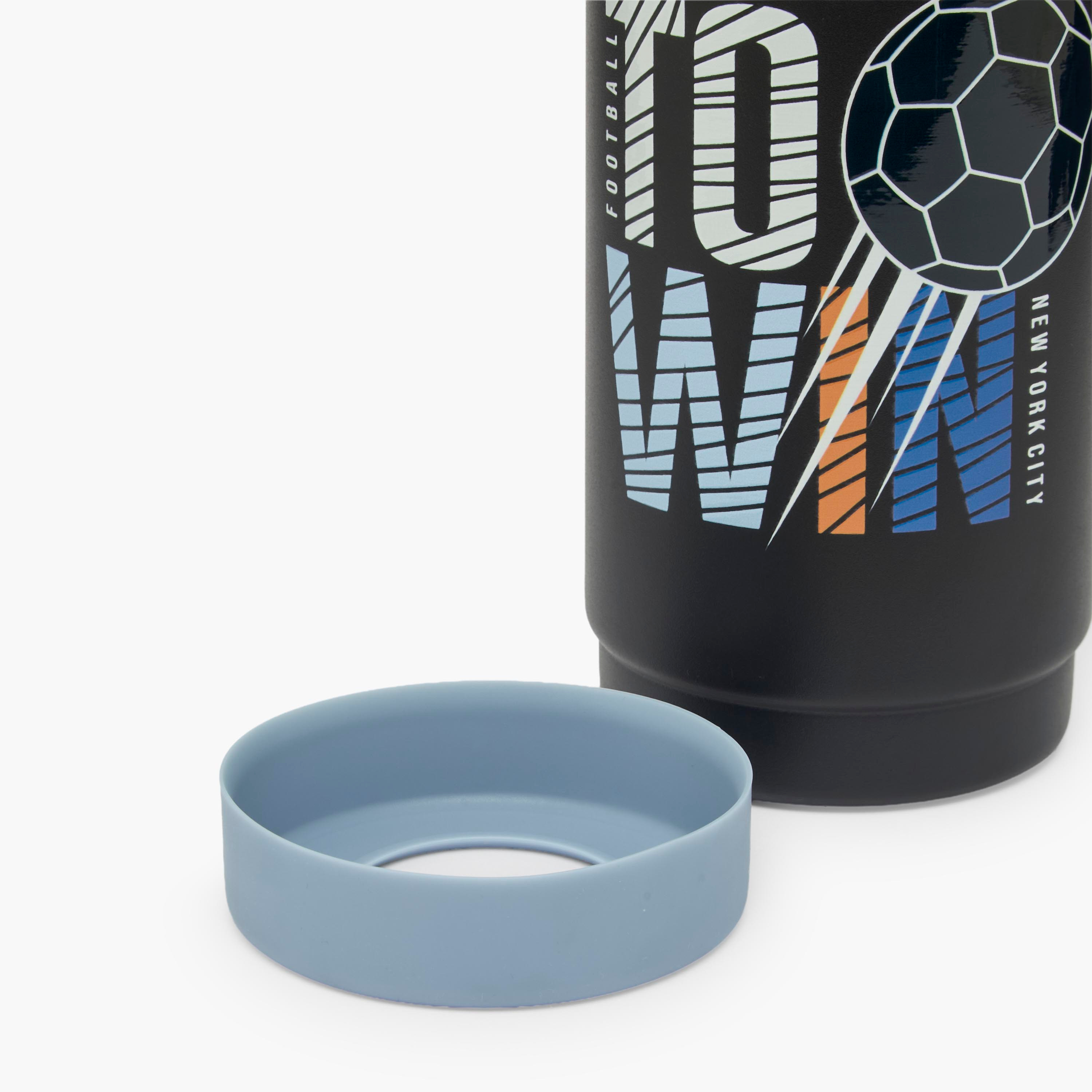 Juniors Football Print Stainless Steel Water Bottle with Carry Loop-school-waterbottles-image-8