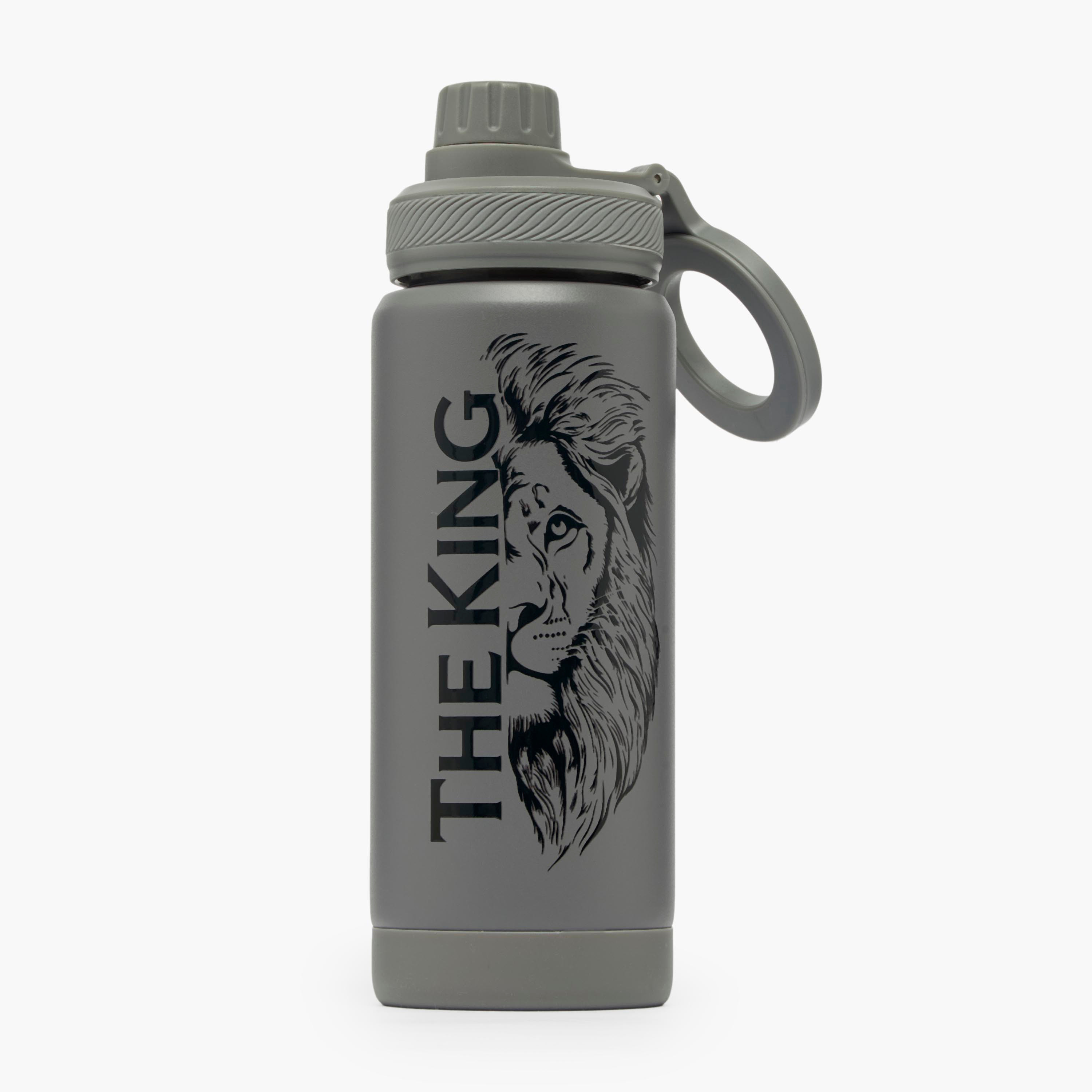Juniors Lion Print Stainless Steel Water Bottle with Ring Handle-school-waterbottles-image-1