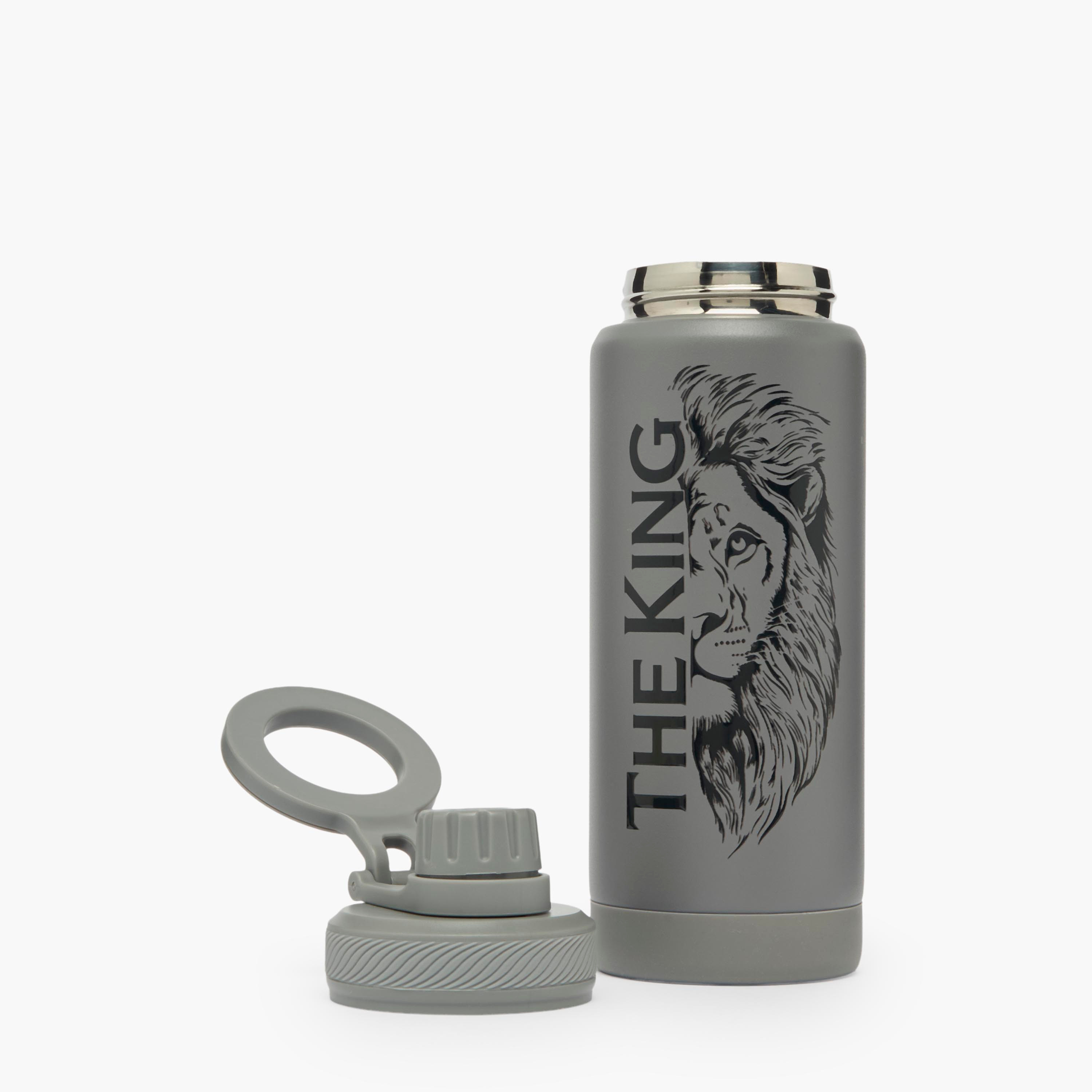 Juniors Lion Print Stainless Steel Water Bottle with Ring Handle-school-waterbottles-image-2