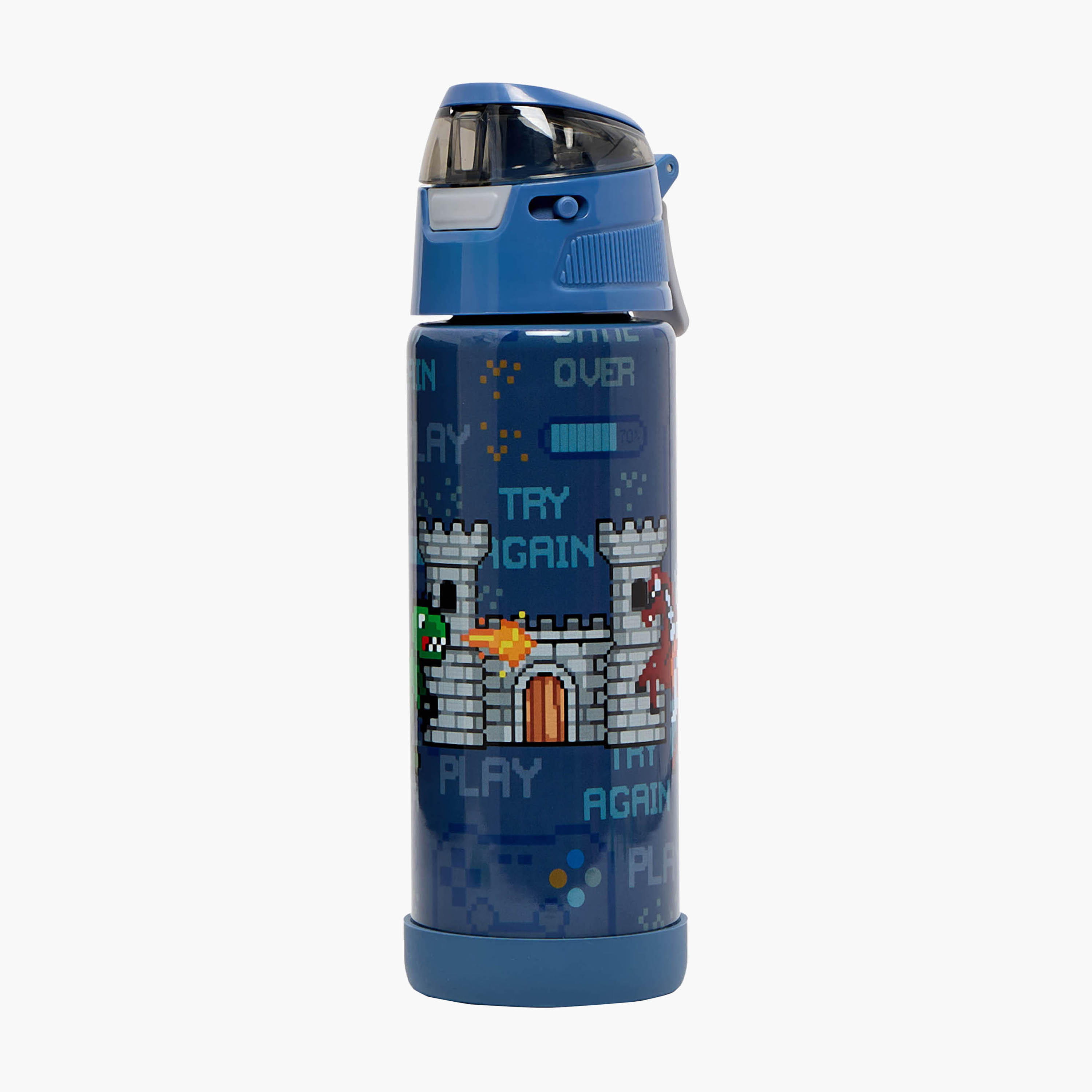 قارورة مياه ستانلس ستيل بفوهة وطبعات ألعاب ومقبض من جونيورز-school-waterbottles-image-1