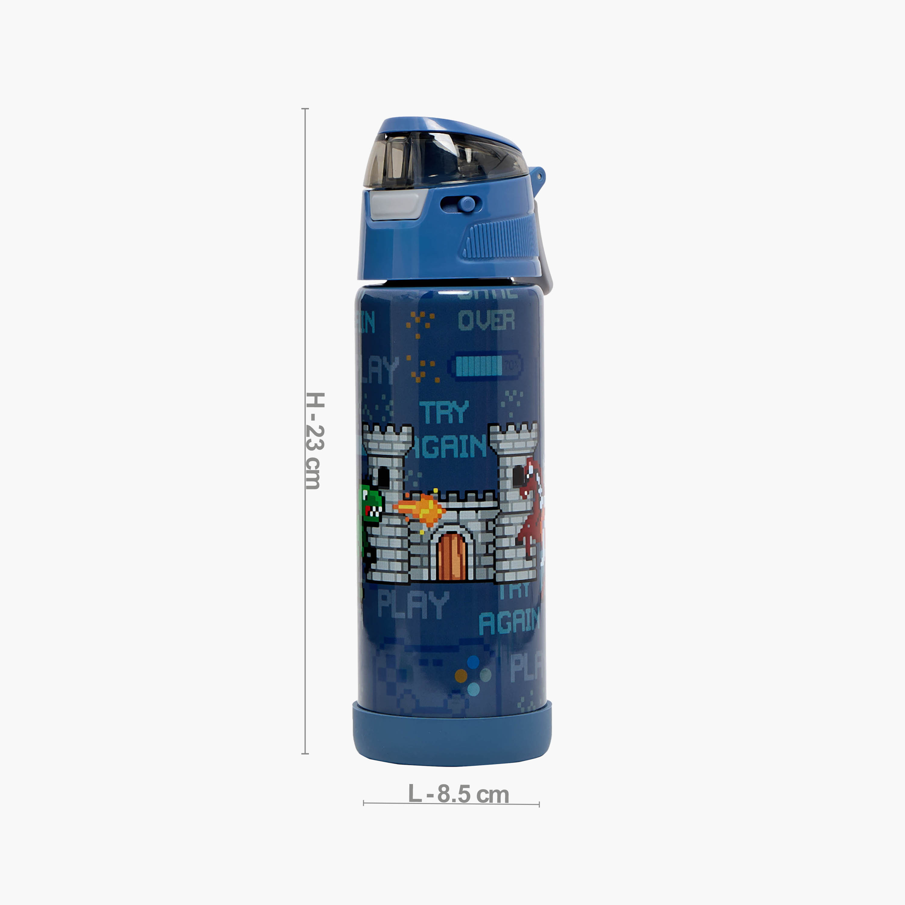 قارورة مياه ستانلس ستيل بفوهة وطبعات ألعاب ومقبض من جونيورز-school-waterbottles-image-3