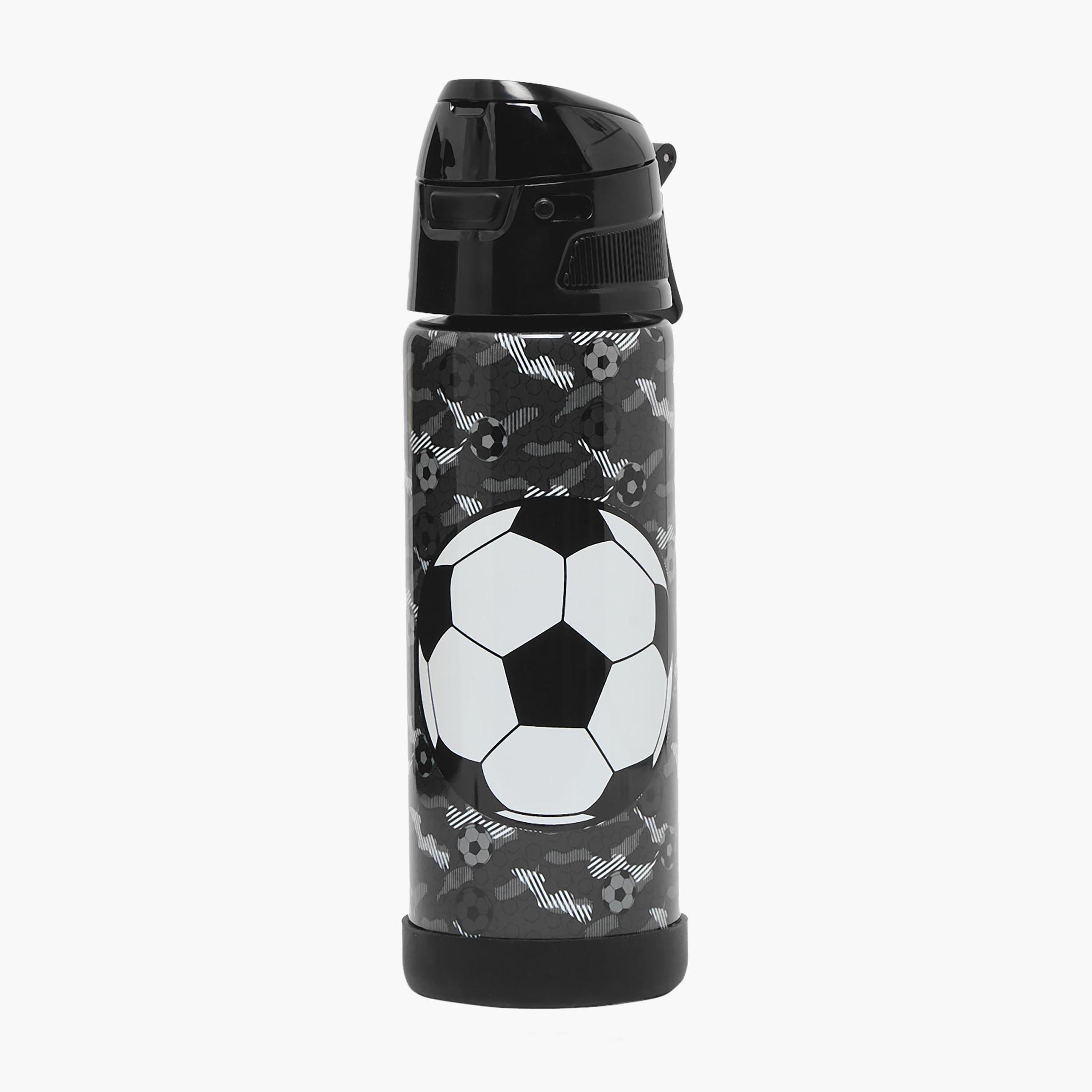 Juniors Football Print Stainless Steel Water Bottle with Spout and Handle-school-waterbottles-image-1