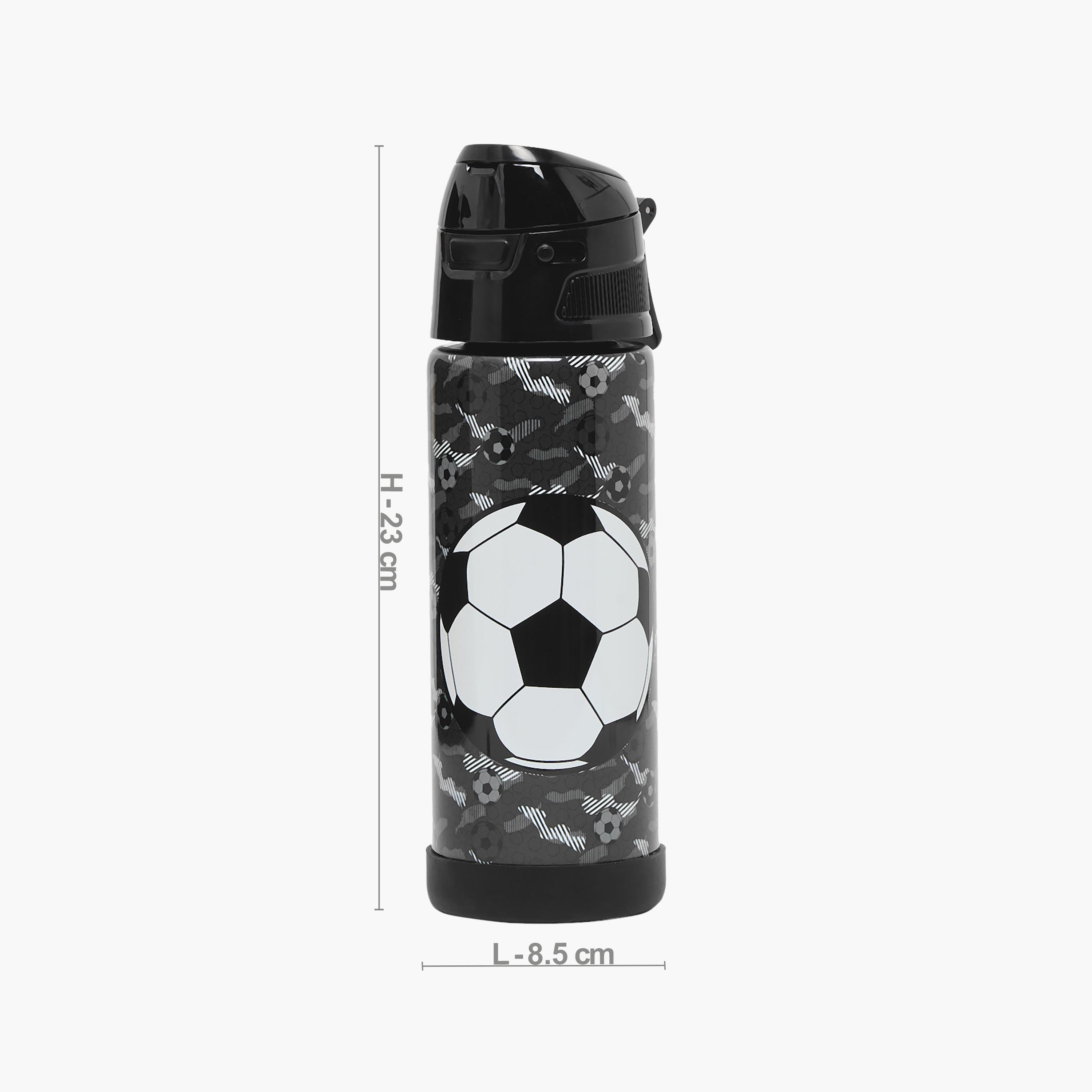 Juniors Football Print Stainless Steel Water Bottle with Spout and Handle-school-waterbottles-image-3