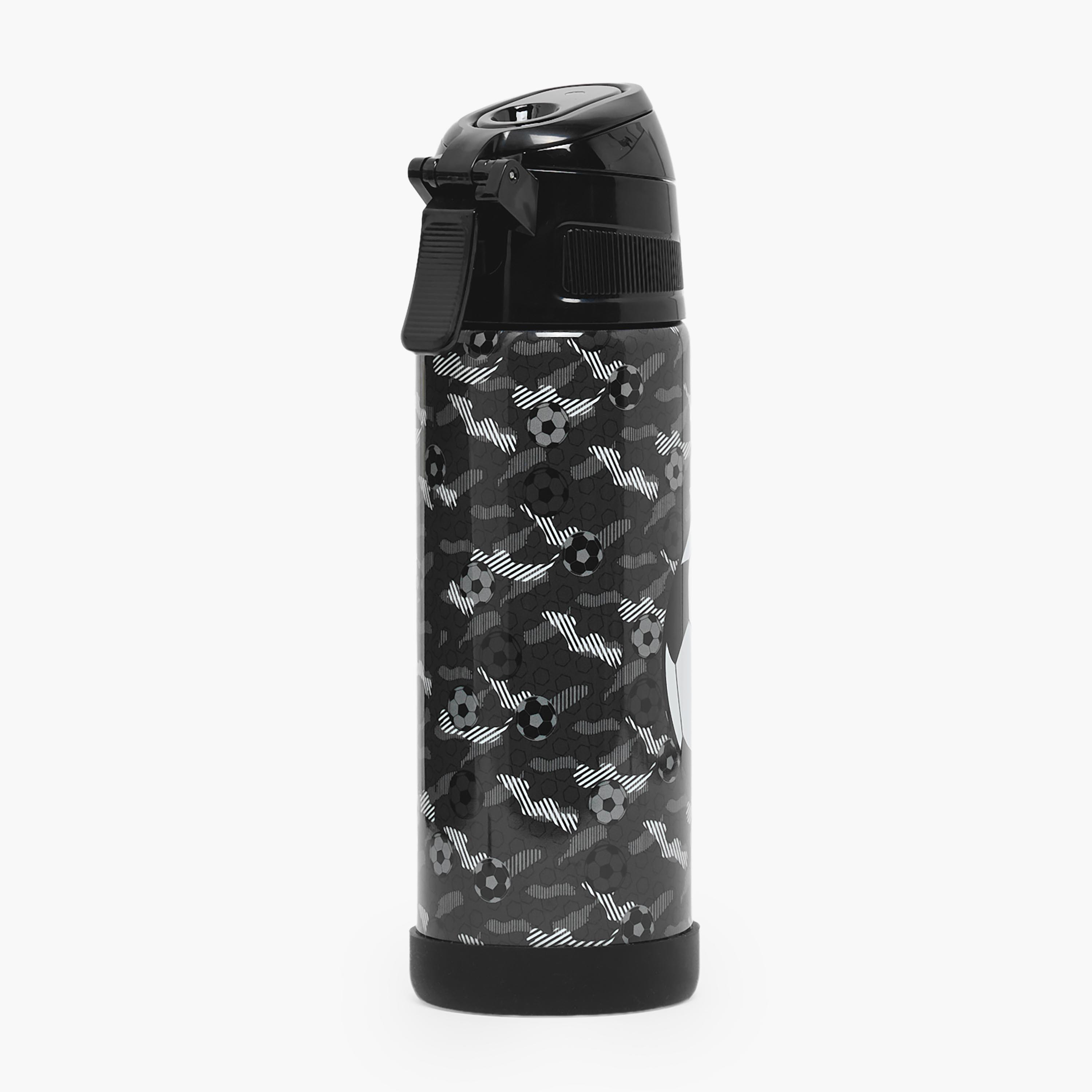 Juniors Football Print Stainless Steel Water Bottle with Spout and Handle-school-waterbottles-image-8