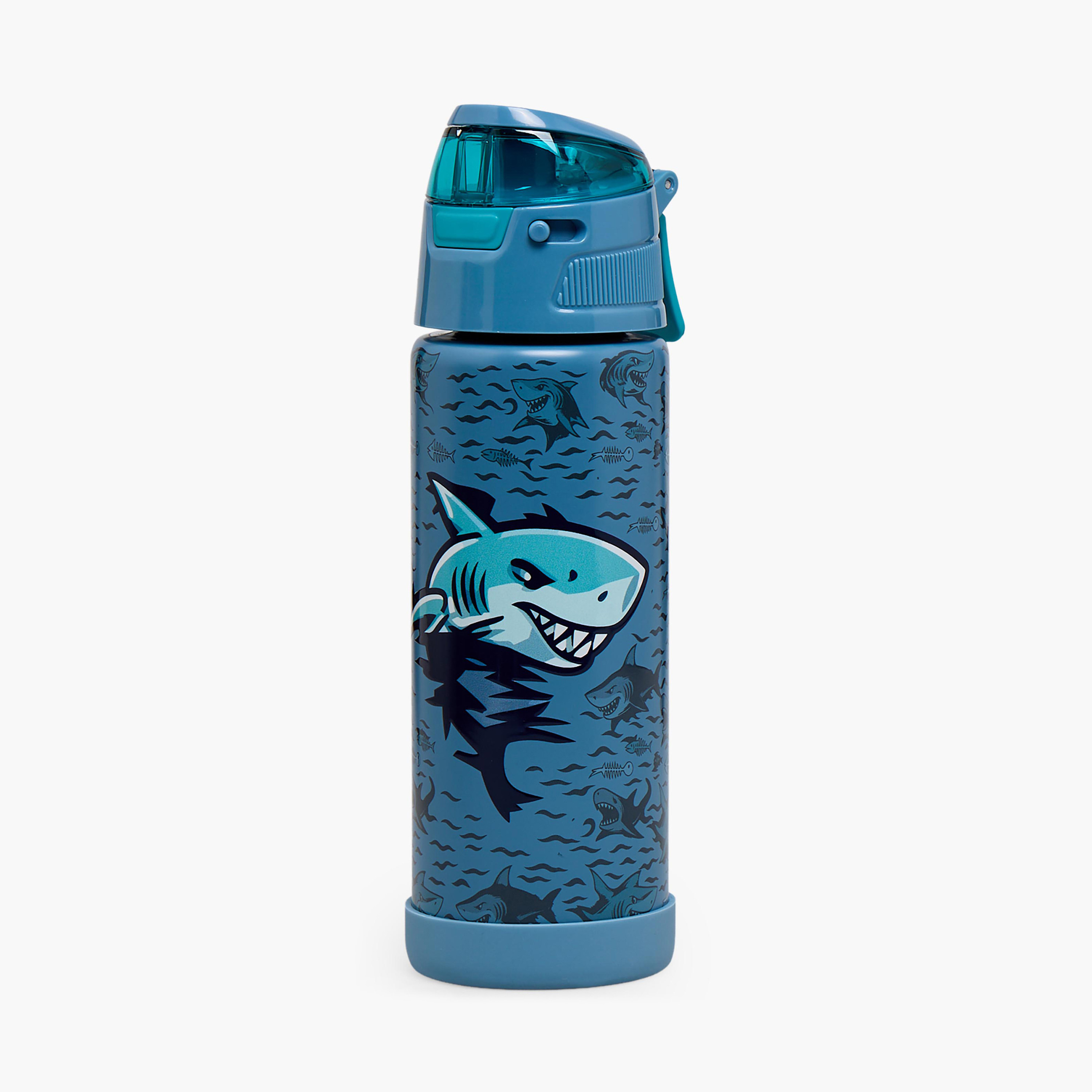 قارورة مياه ستانلس ستيل بفوهة وطبعات قرش ومقبض من جونيورز-school-waterbottles-image-1