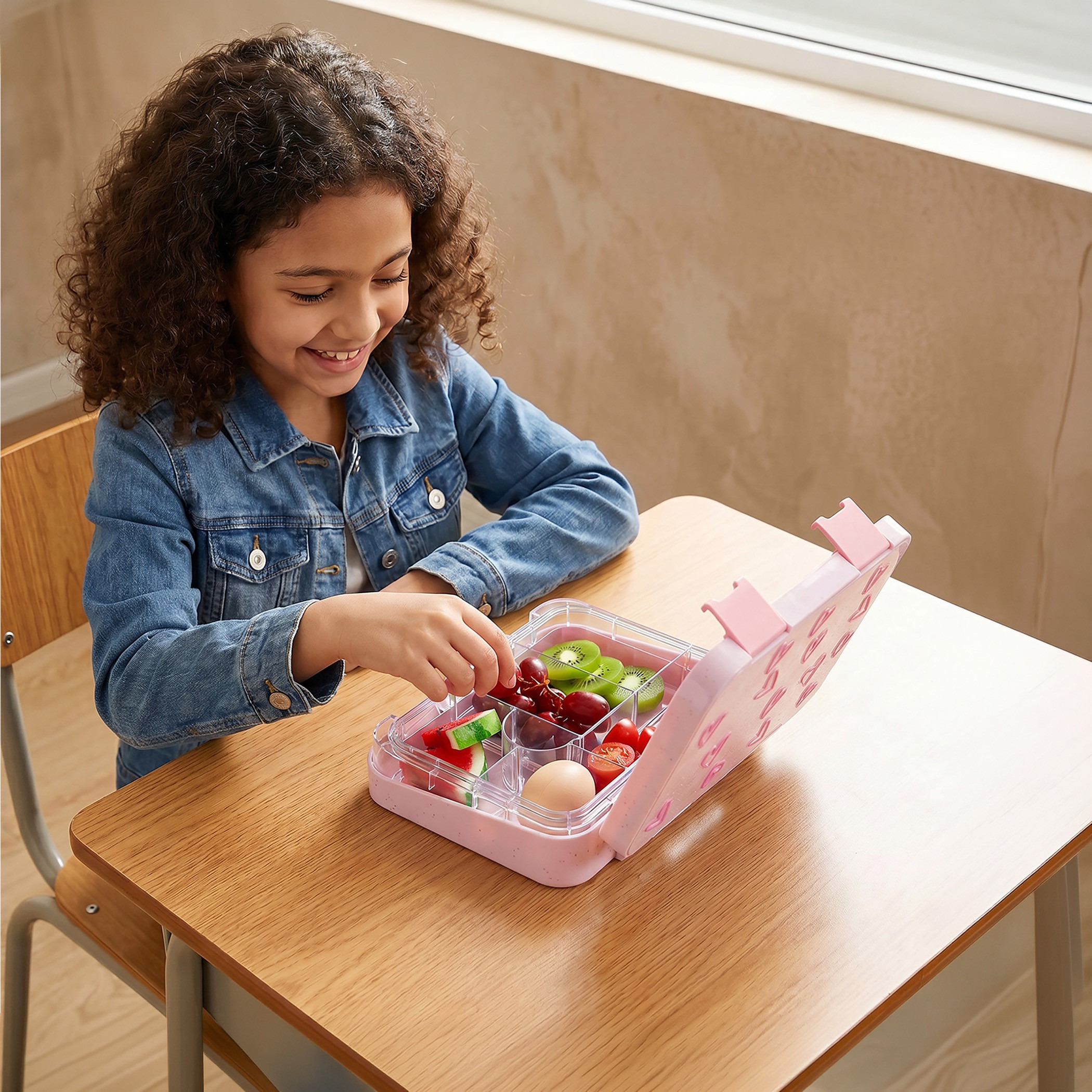 صندوق غداء بطبعة قلوب للبنات بأقسام من جونيورز-school-lunchessentials-lunchboxes-image-3