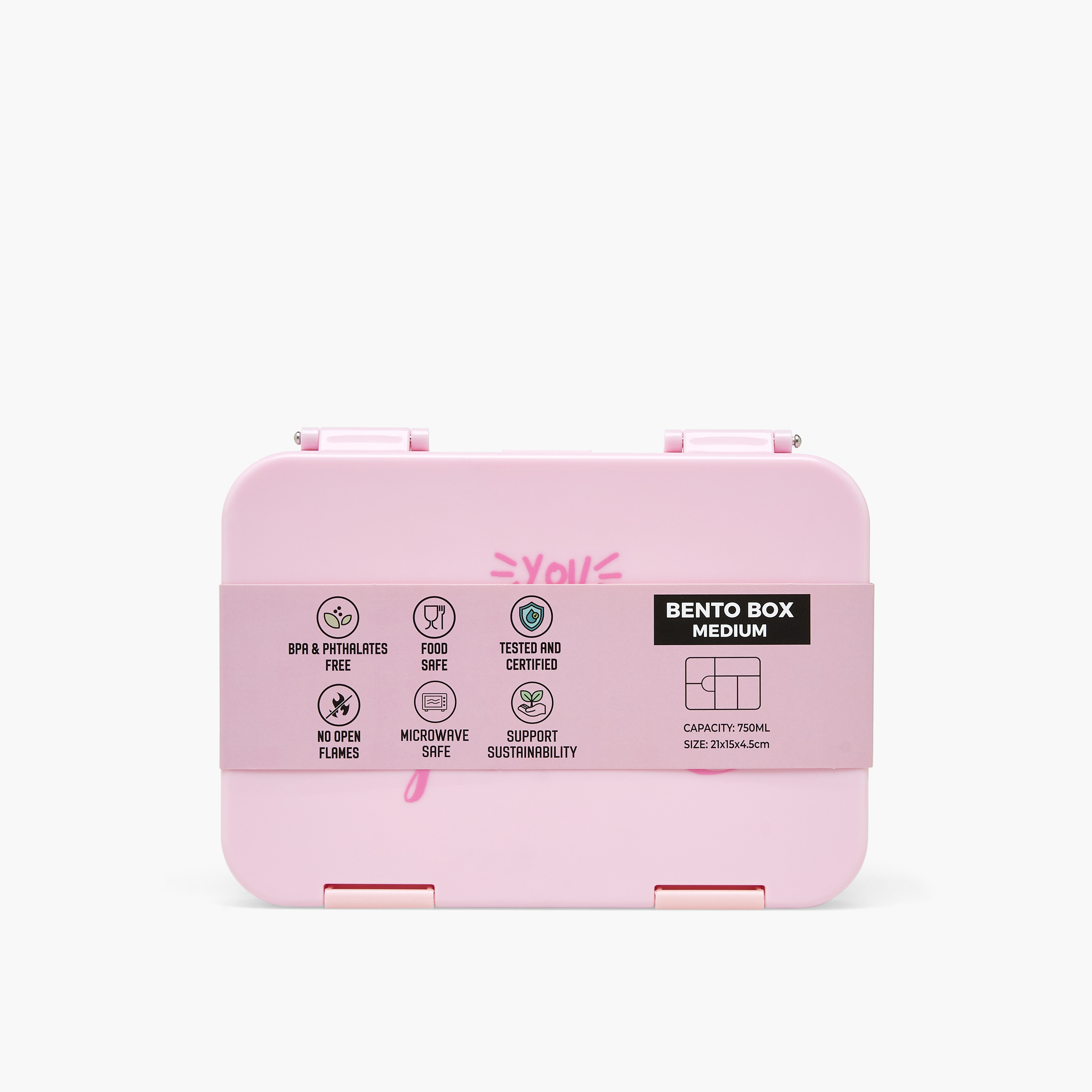 Juniors Slogan Print Bento Lunch Box for Girls with Clip Lock Lid - 750 ml-school-lunchessentials-lunchboxes-image-12