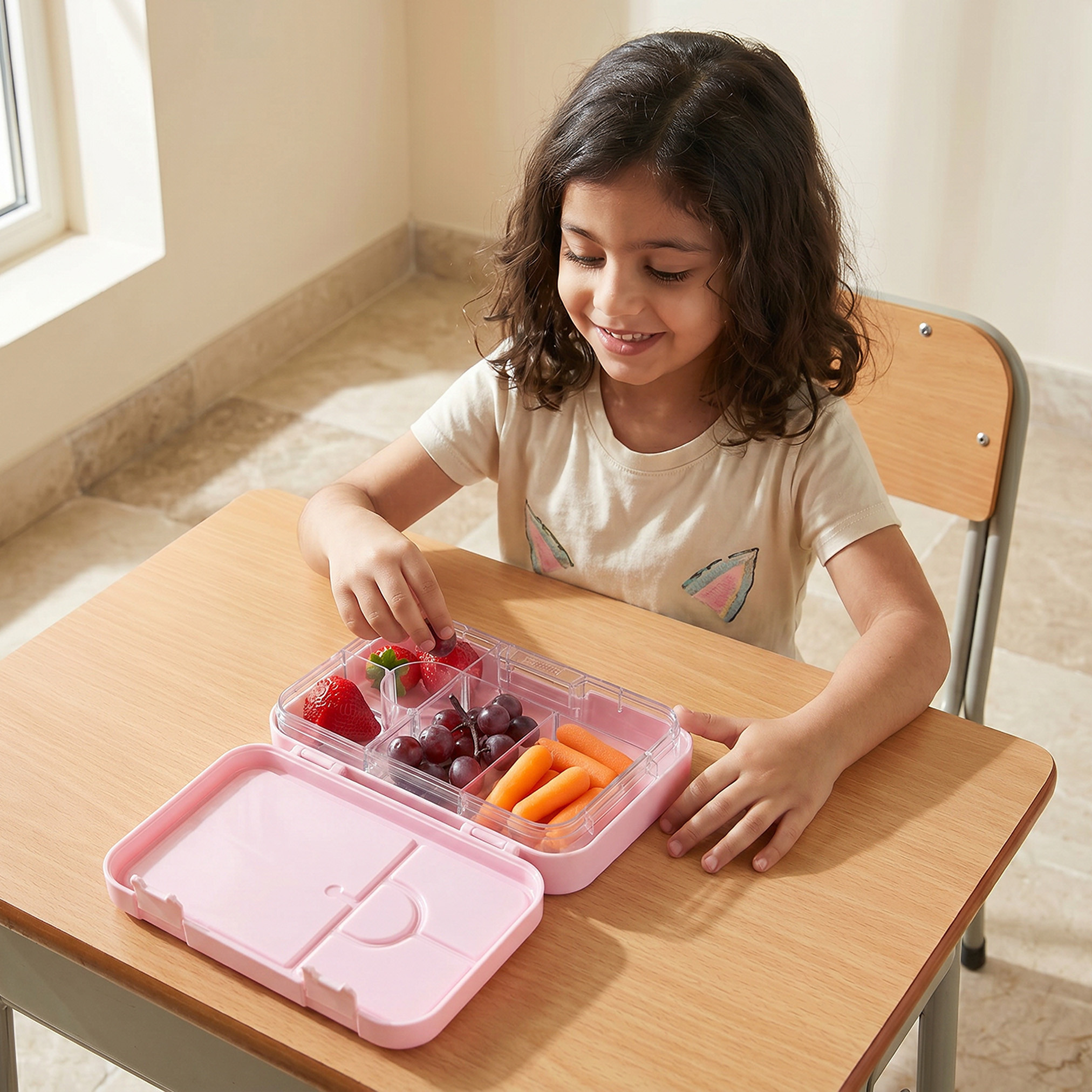 Juniors Slogan Print Bento Lunch Box for Girls with Clip Lock Lid - 750 ml-school-lunchessentials-lunchboxes-image-3
