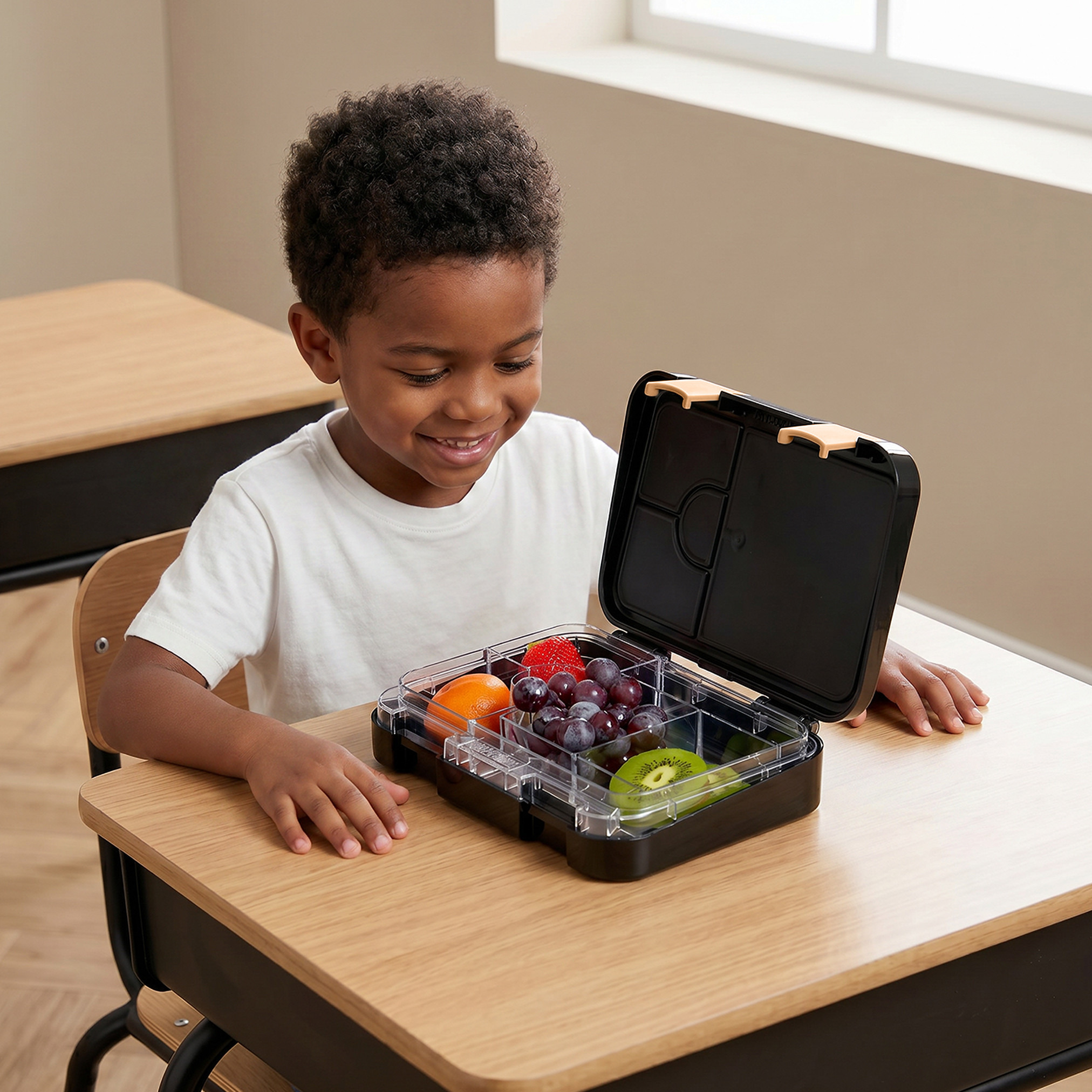 Juniors Ninja Print Bento Lunch Box for Boys with Clip Lock Lid-school-lunchessentials-lunchboxes-image-3