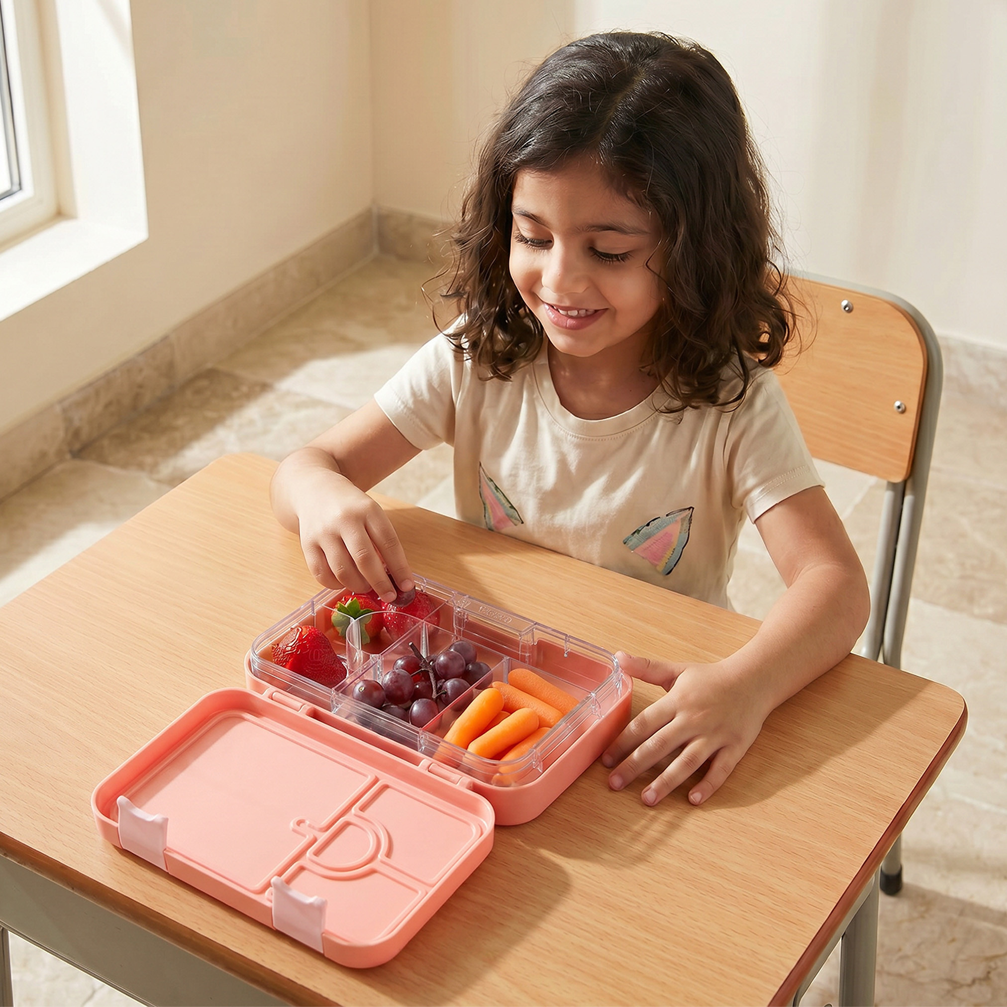 Juniors Cupcake Print Bento Lunch Box for Girls with Clip Lock Lid - 750 ml-school-lunchessentials-lunchboxes-image-3