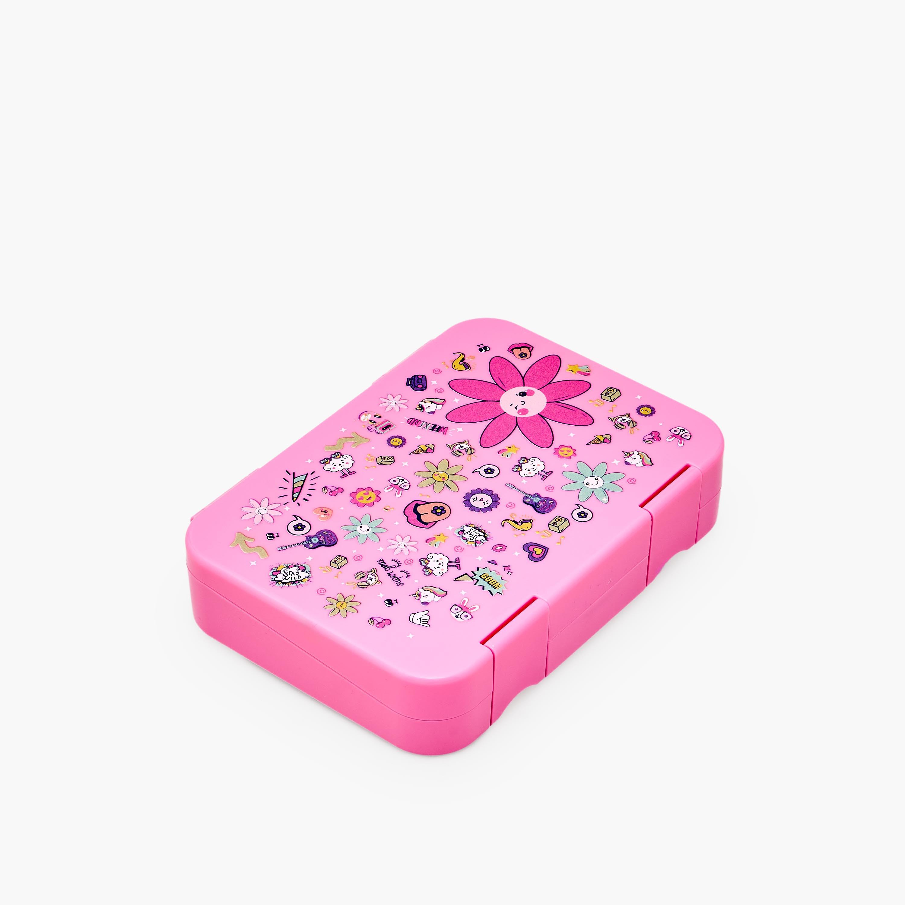Juniors Flower Print Bento Lunch Box for Girls with Clip Lock Lid - 750 ml-school-lunchessentials-lunchboxes-image-1