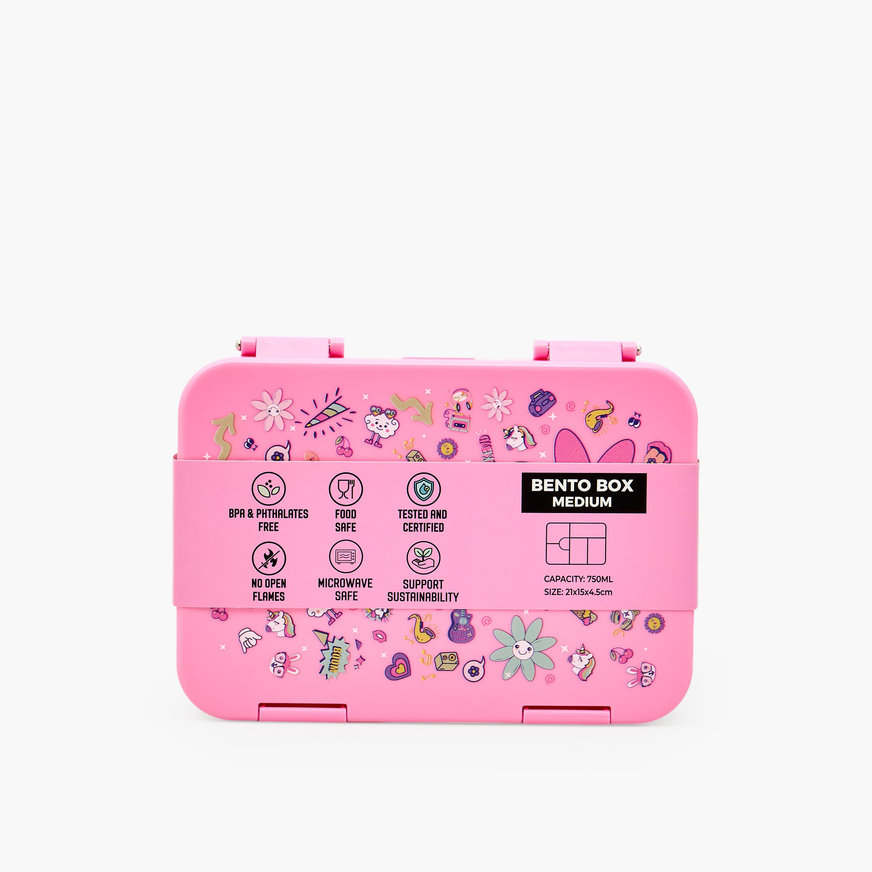 Juniors Flower Print Bento Lunch Box for Girls with Clip Lock Lid - 750 ml-school-lunchessentials-lunchboxes-image-11
