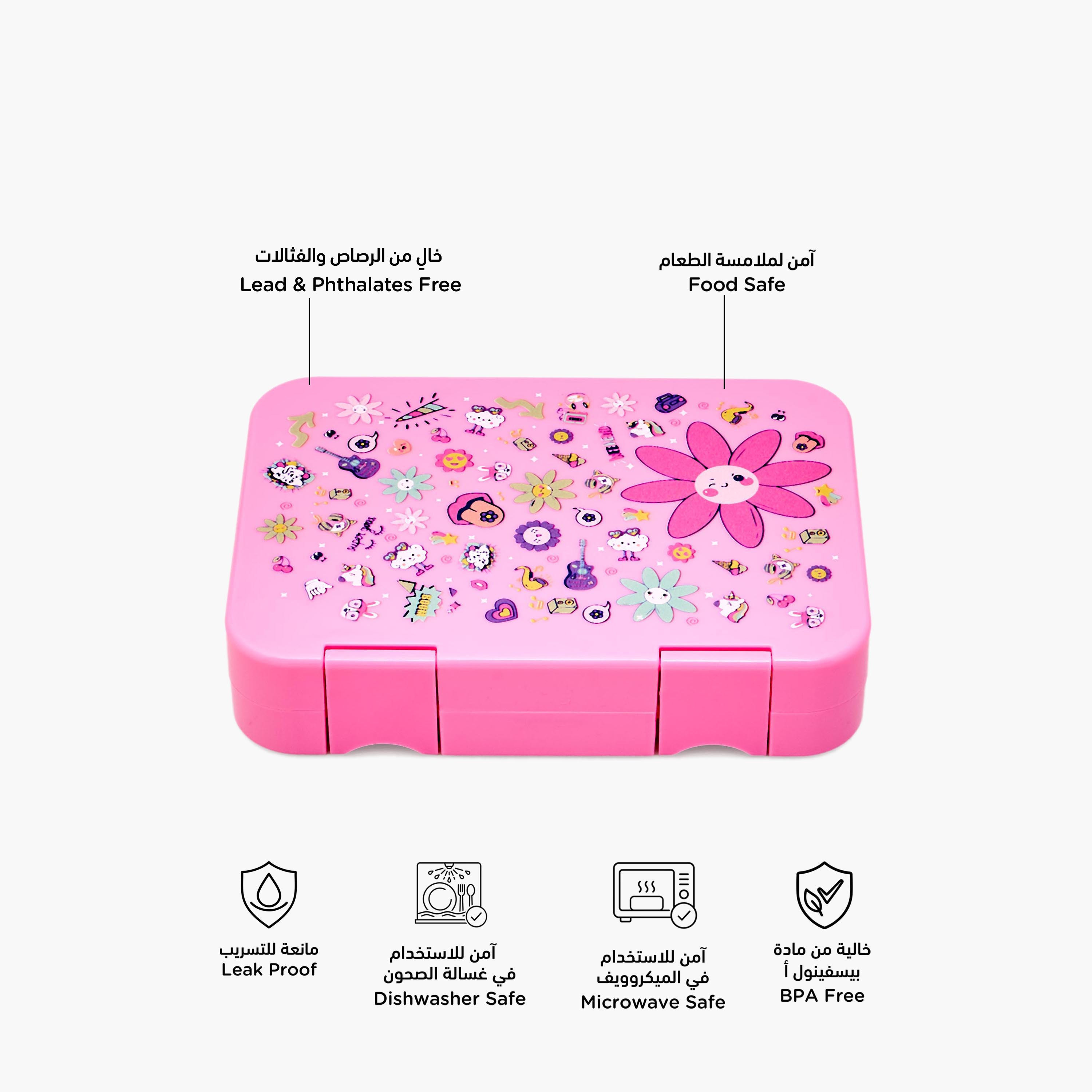Juniors Flower Print Bento Lunch Box for Girls with Clip Lock Lid - 750 ml-school-lunchessentials-lunchboxes-image-2