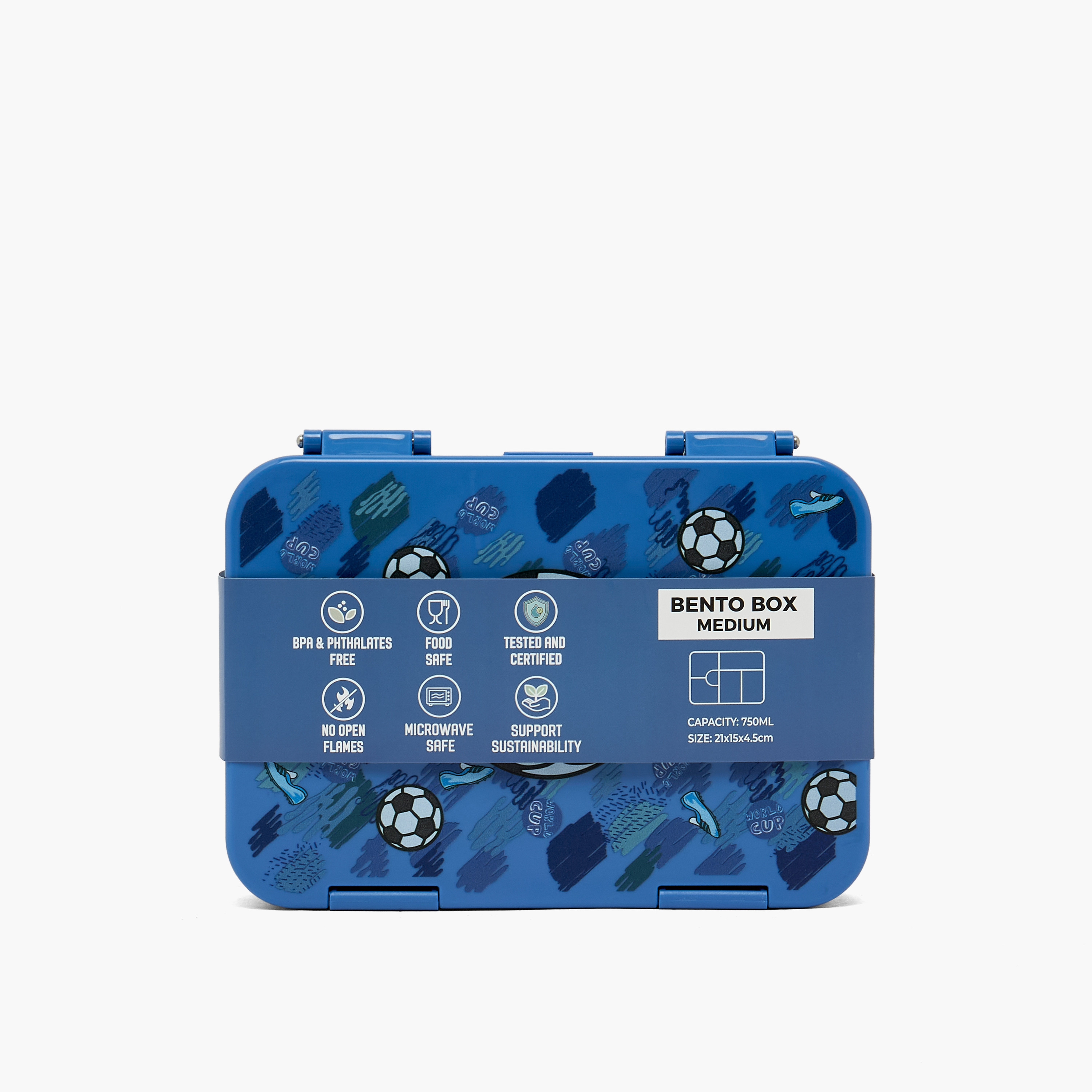 Juniors Football Print Bento Lunch Box for Boys with Clip Lock Lid - 750 ml-school-lunchessentials-lunchboxes-image-12