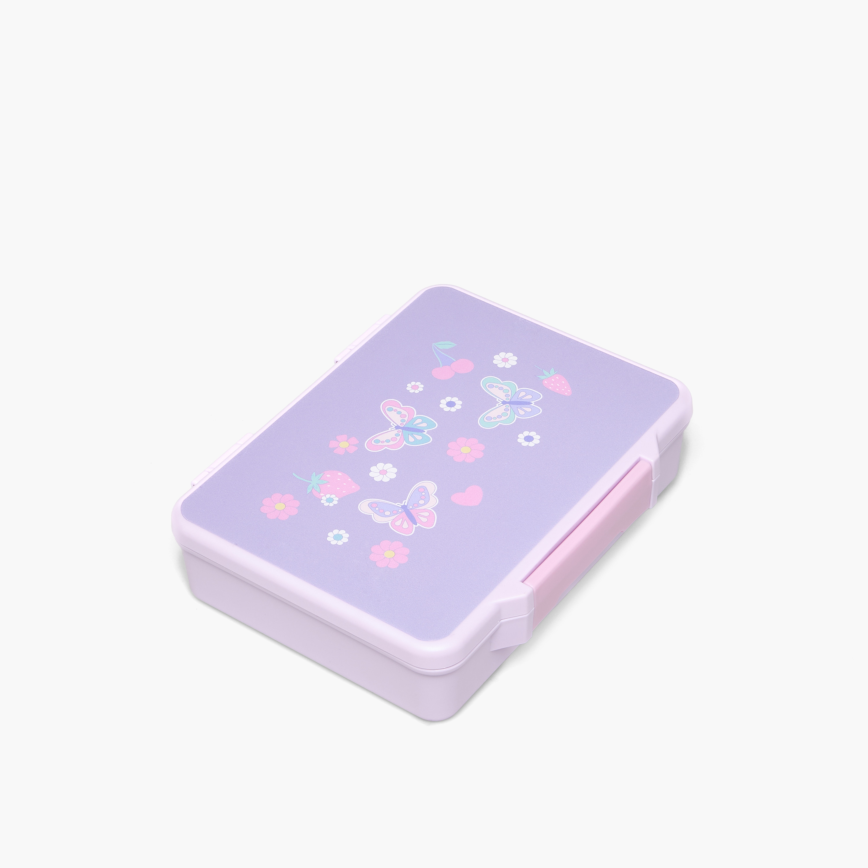 Juniors Butterfly Print Bento Box for Girls 5-8 Years with Clip Lock Lid - 1.2 L-school-lunchessentials-lunchboxes-image-1