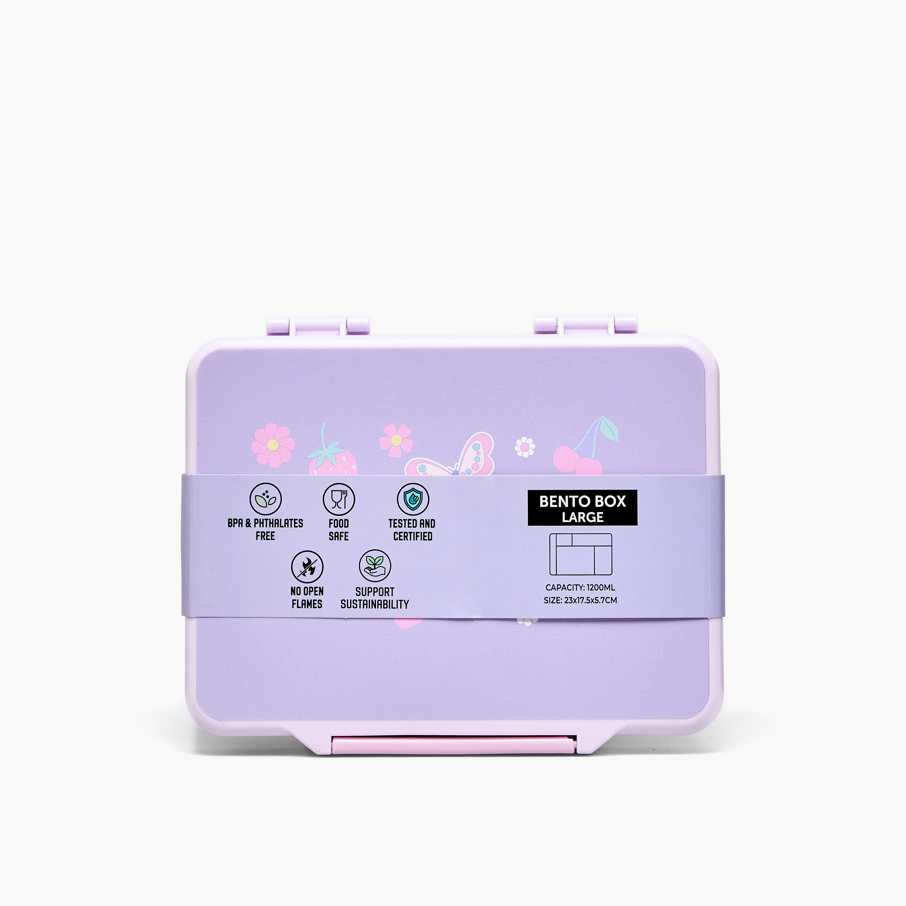 Juniors Butterfly Print Bento Box for Girls 5-8 Years with Clip Lock Lid - 1.2 L-school-lunchessentials-lunchboxes-image-11