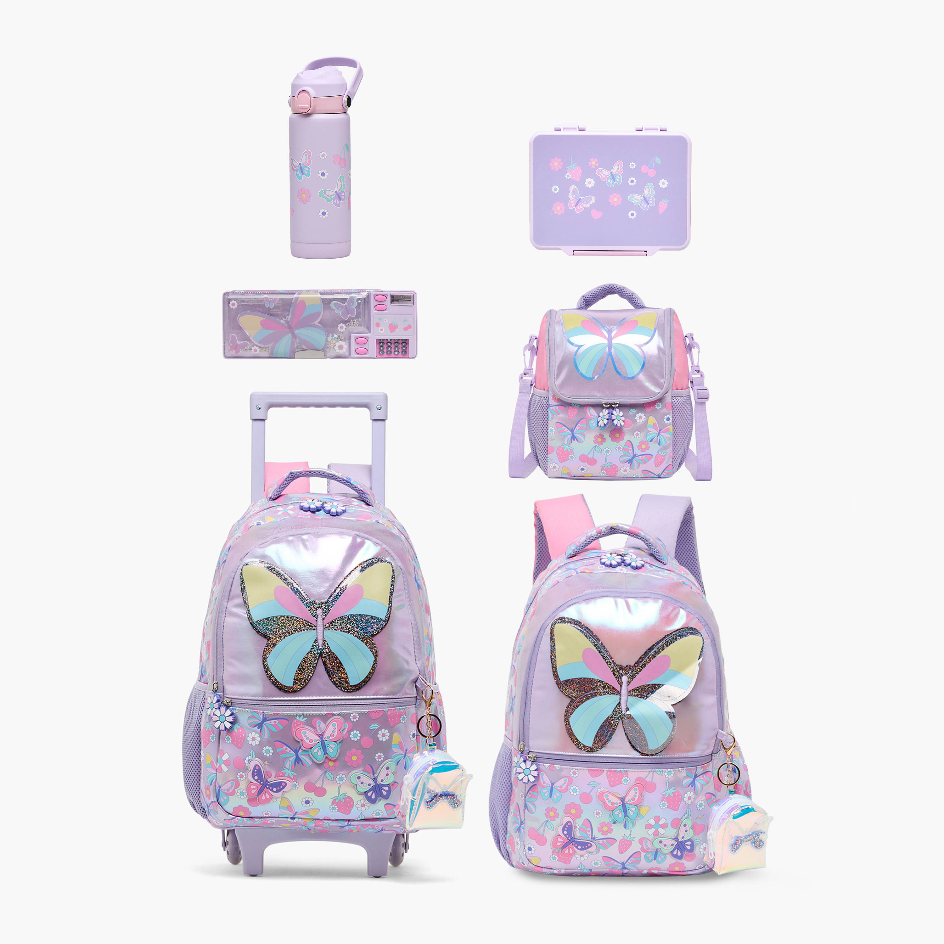 Juniors Butterfly Print Bento Box for Girls 5-8 Years with Clip Lock Lid - 1.2 L-school-lunchessentials-lunchboxes-image-13