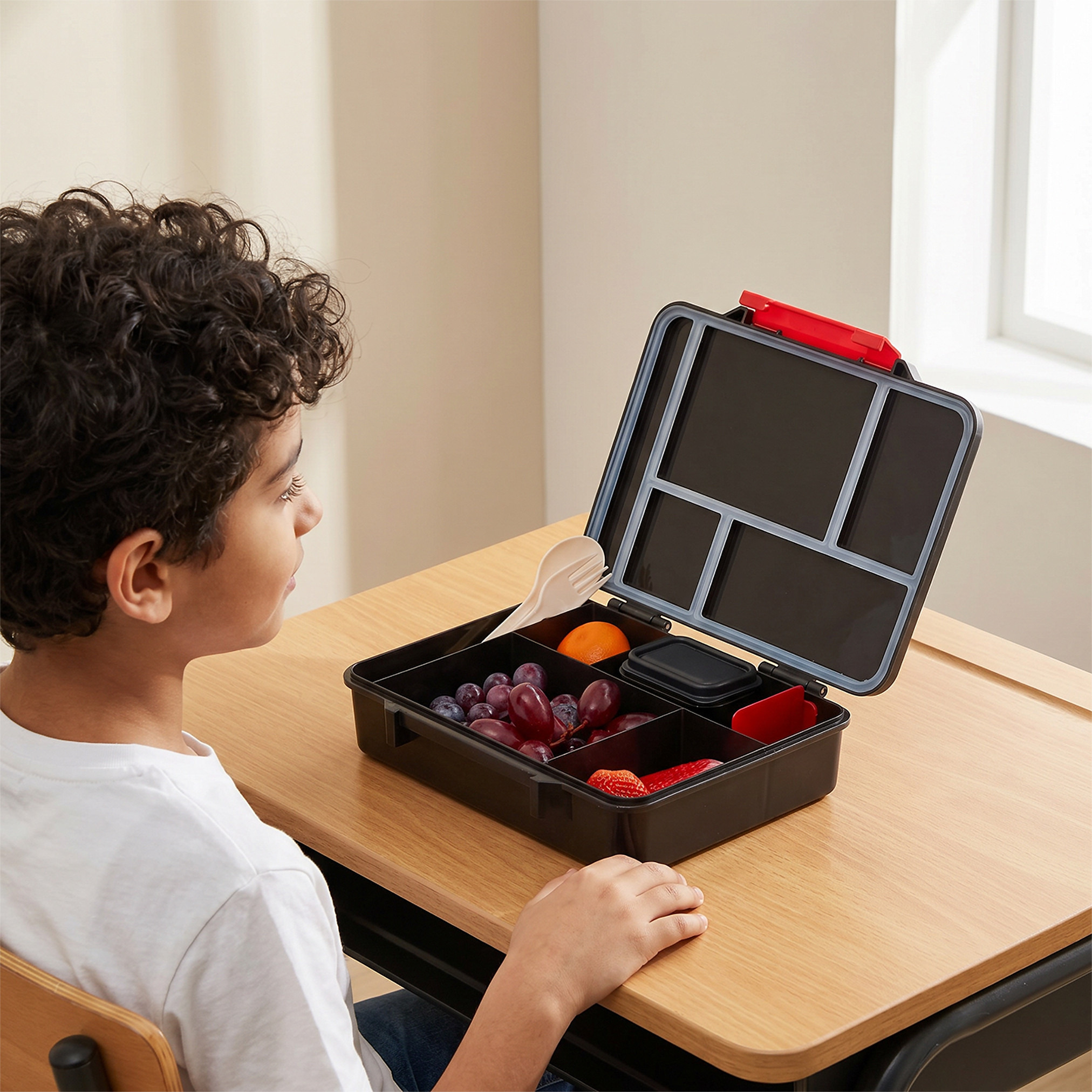 Juniors Samurai Print Bento Lunch Box for Boys with Cutlery - 1.2 L-school-lunchessentials-lunchboxes-image-3