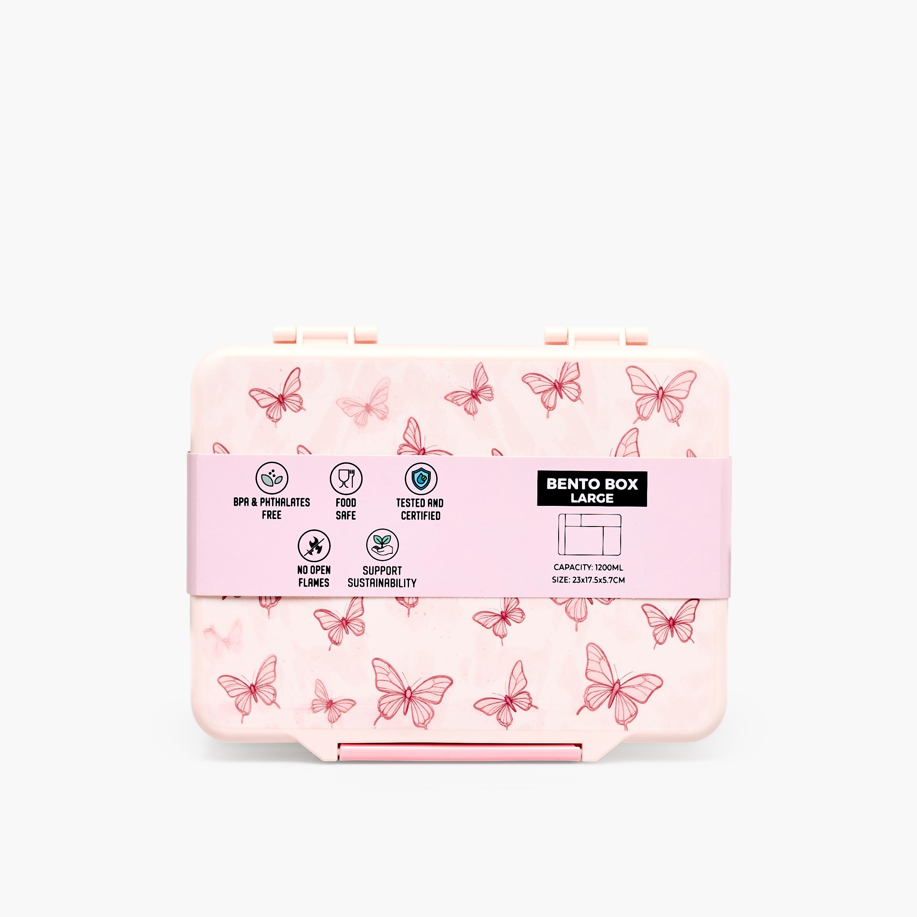 Juniors Butterfly Print Bento Lunch Box for Girls with Cutlery - 1.2 L-school-lunchessentials-lunchboxes-image-12