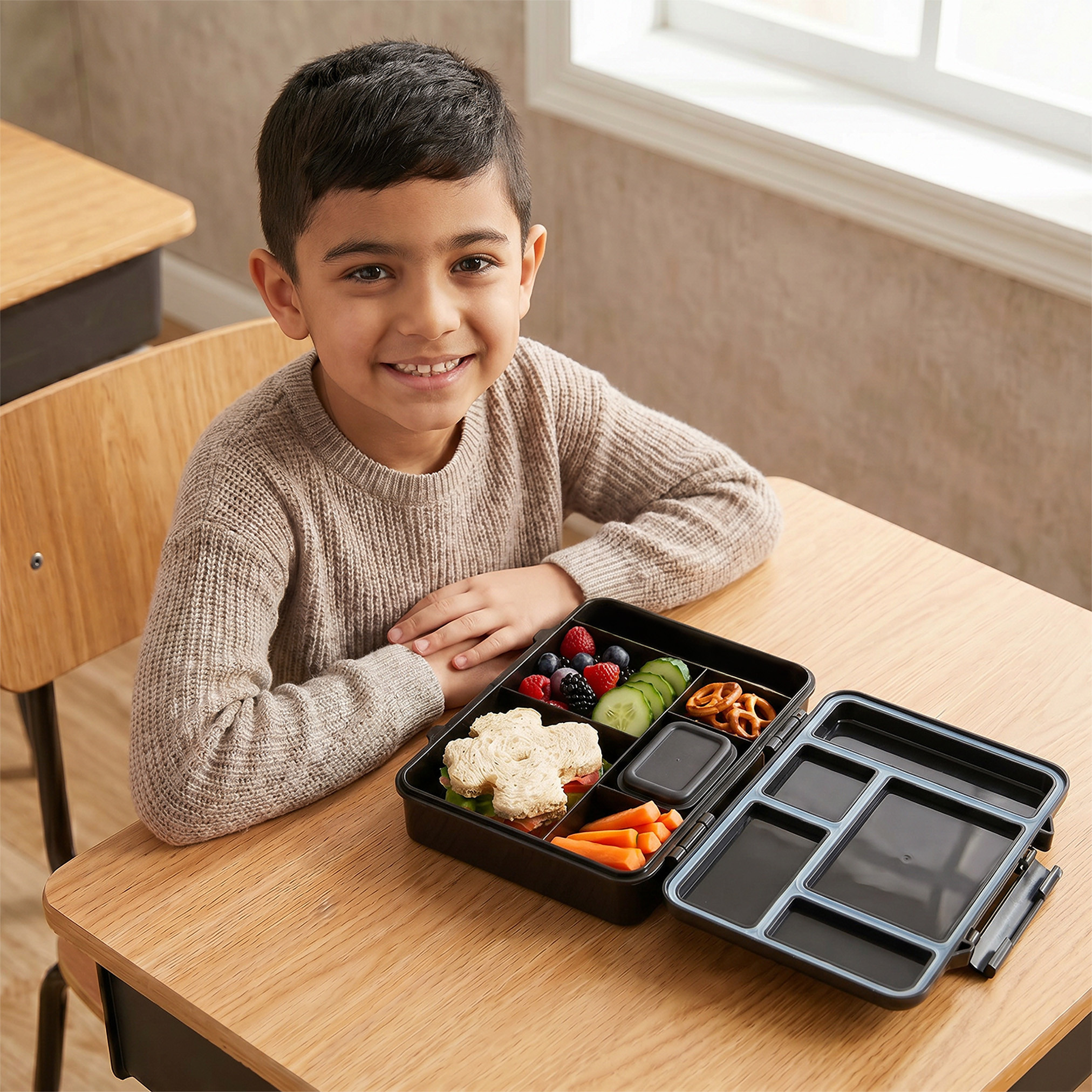 Juniors Football Print Bento Lunch Box for Boys with Cutlery - 1.2 L-school-lunchessentials-lunchboxes-image-3
