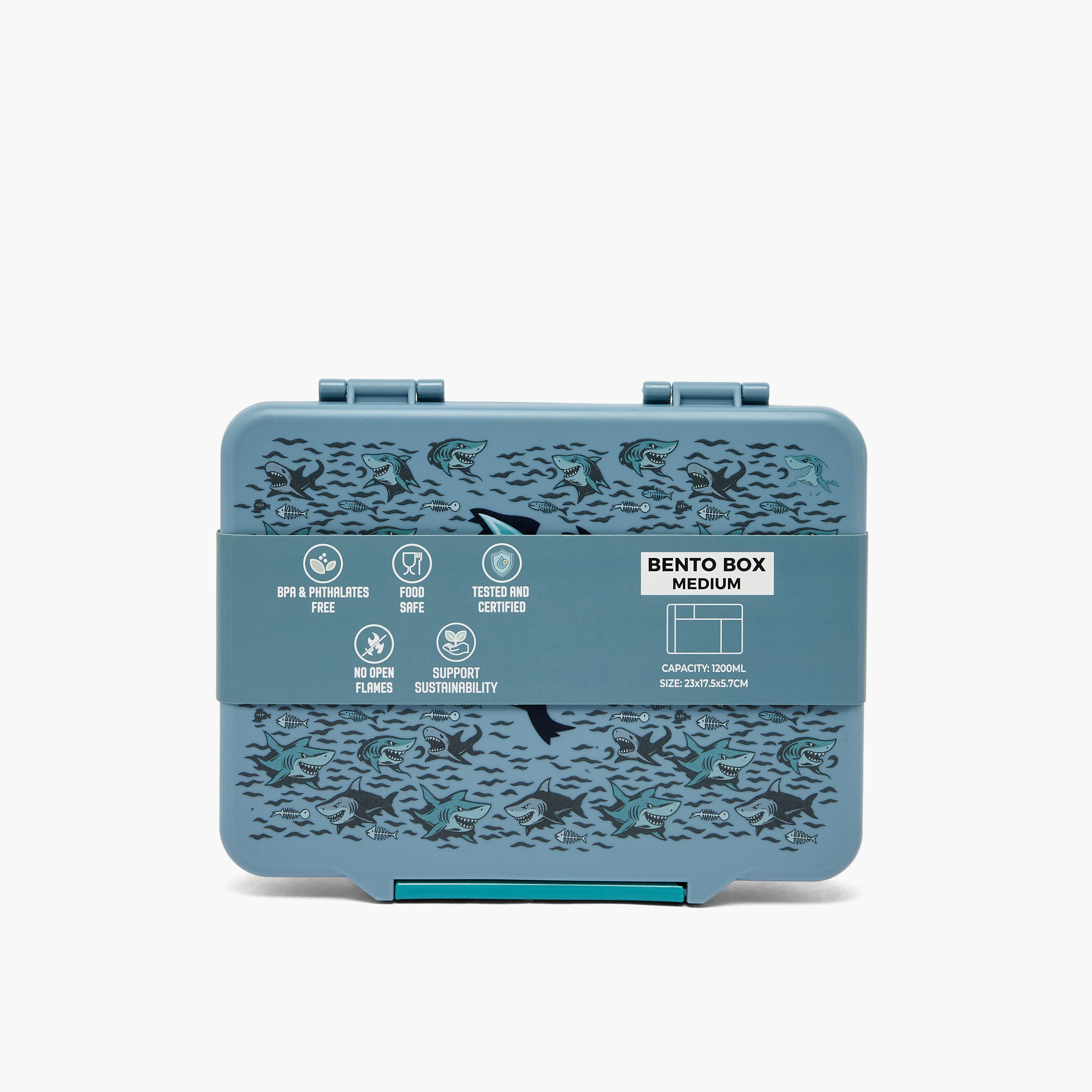 Juniors Shark Print Bento Lunch Box for Boys with Cutlery - 1.2 L-school-lunchessentials-lunchboxes-image-11
