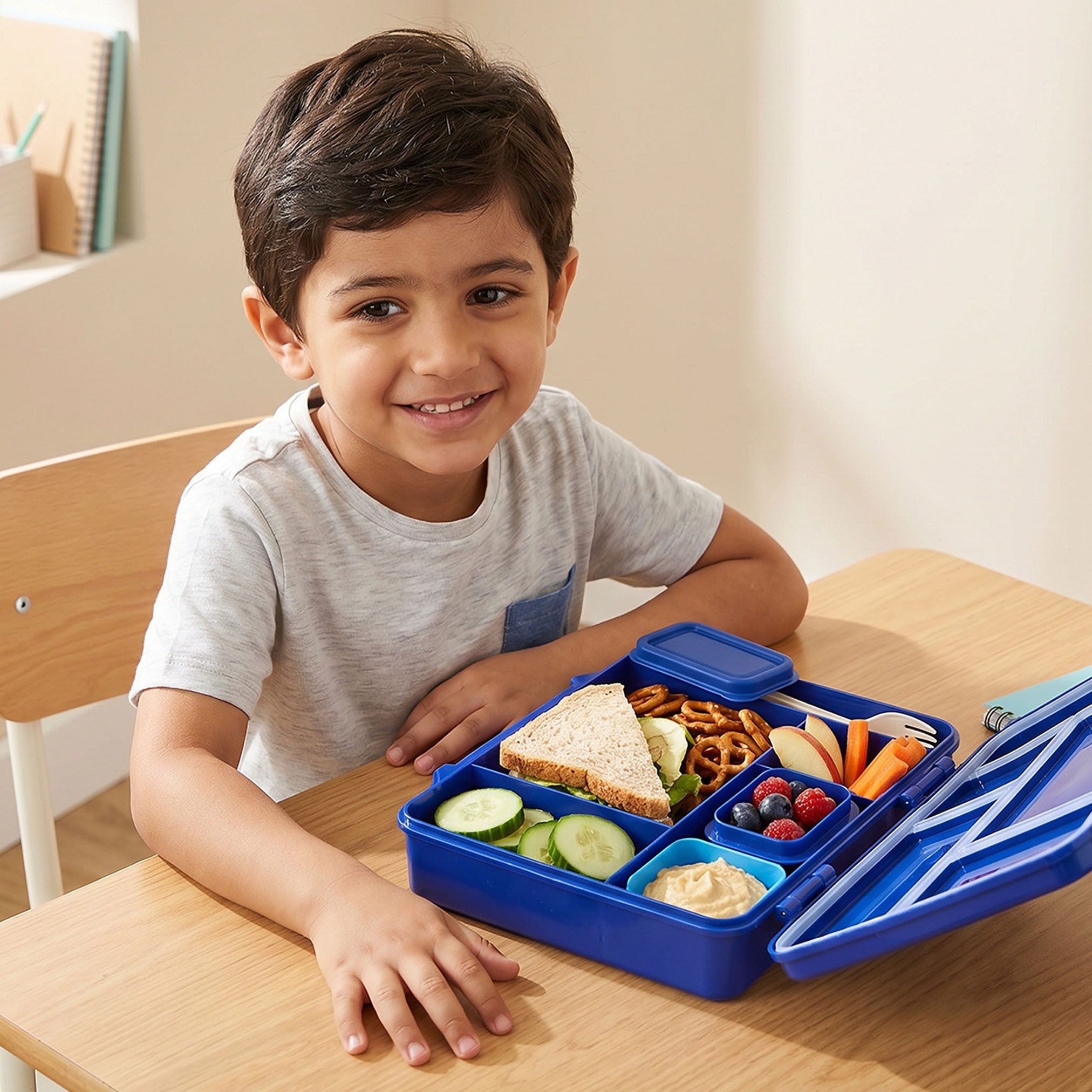 Juniors Astronaut Print Bento Lunch Box for Boys with Cutlery - 1.2 L-school-lunchessentials-lunchboxes-image-3
