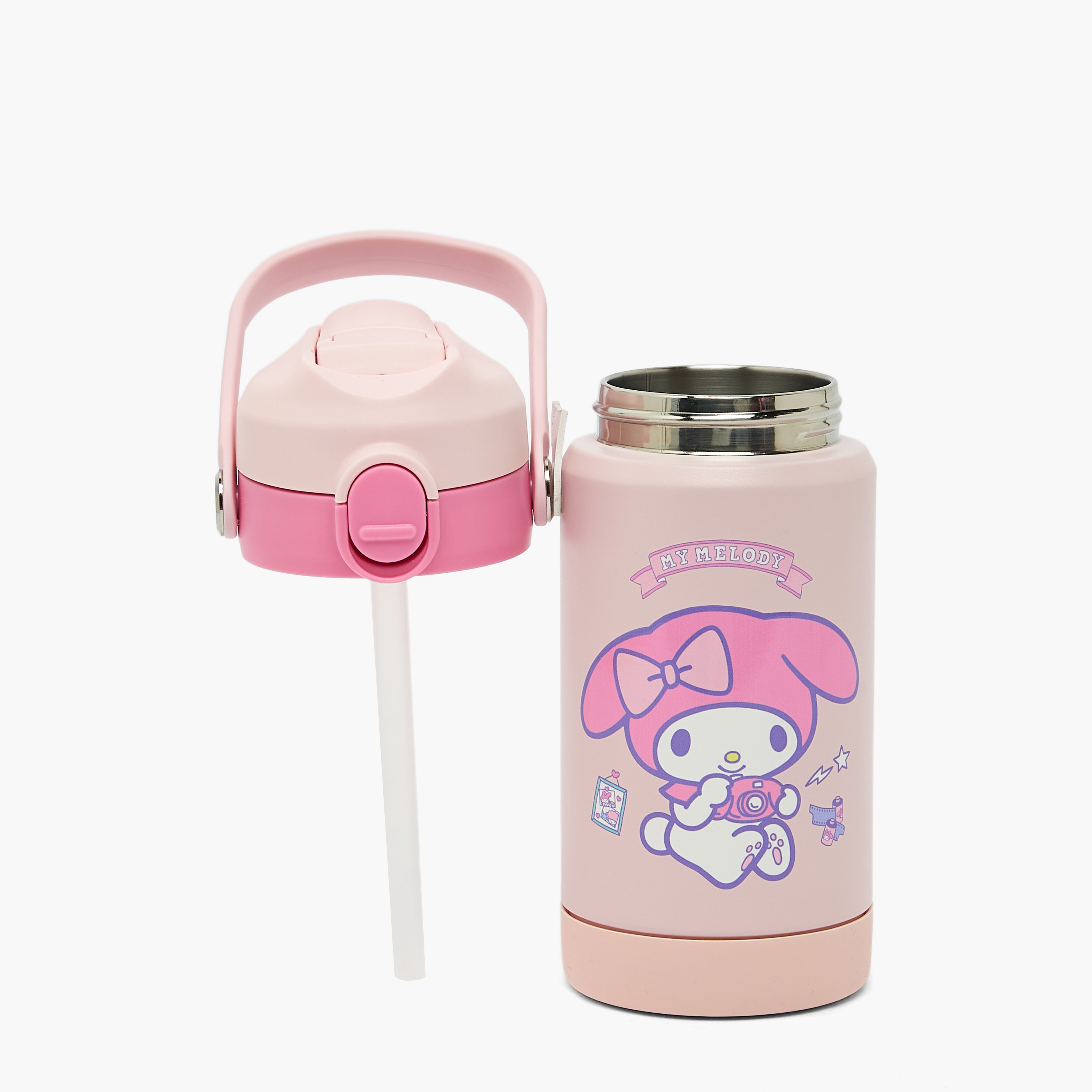 Sanrio My Melody Print Stainless Steel Water Bottle with Flip Spout and Handle-school-waterbottles-image-2