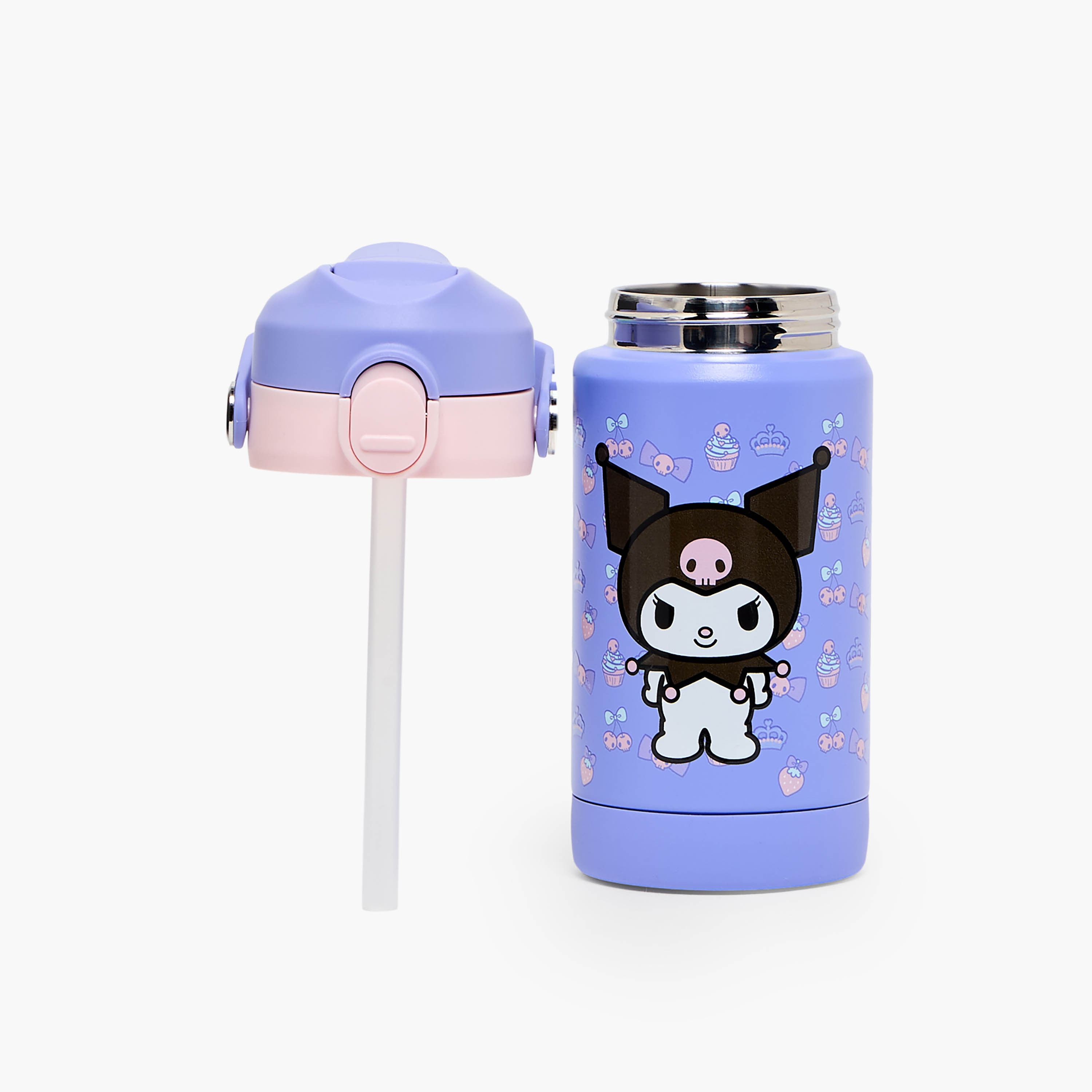 Sanrio Kuromi Print Stainless Steel Water Bottle with Flip Spout and Handle-school-waterbottles-image-2
