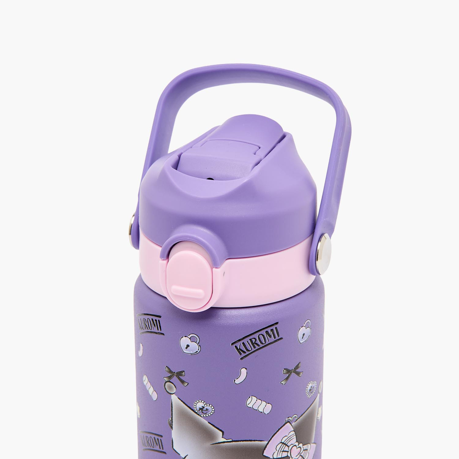 قارورة ماء ستانلس ستيل بطبعة كورومي مع فوهة قابلة للفتح ومقبض من سانريو-school-waterbottles-image-4