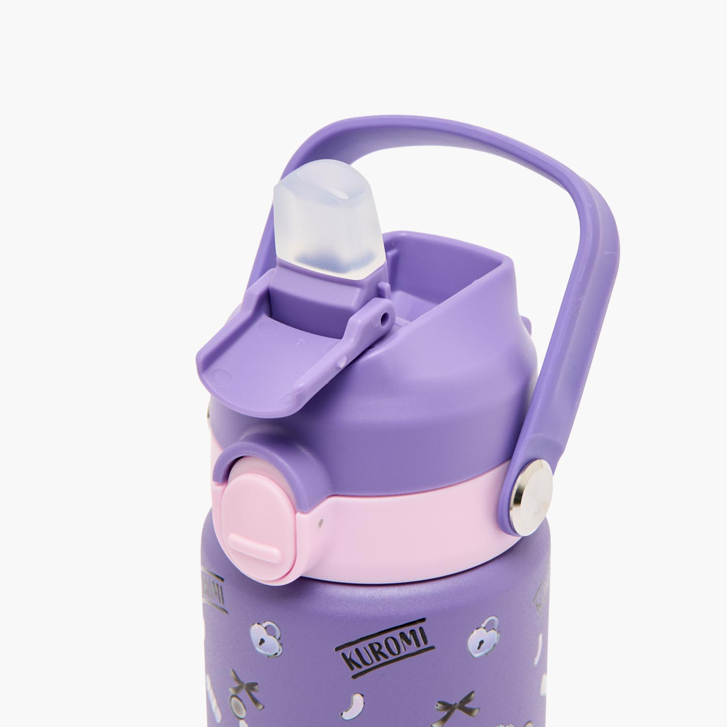 قارورة ماء ستانلس ستيل بطبعة كورومي مع فوهة قابلة للفتح ومقبض من سانريو-school-waterbottles-image-5