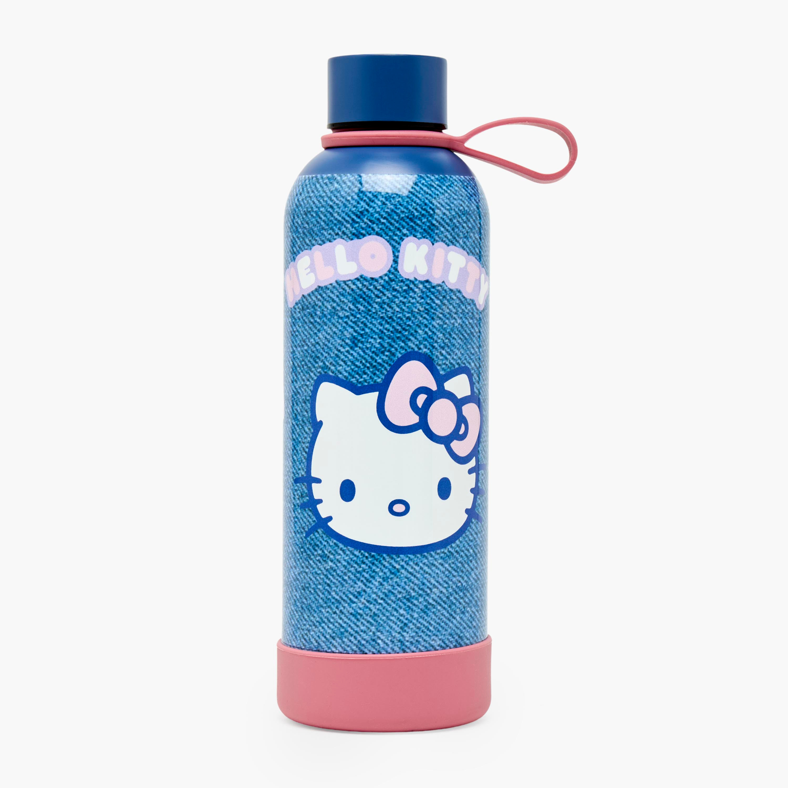 قارورة مياه ستانلس ستيل بطبعات هالو كيتي ومقبض حلقي من سانريو-school-waterbottles-image-1