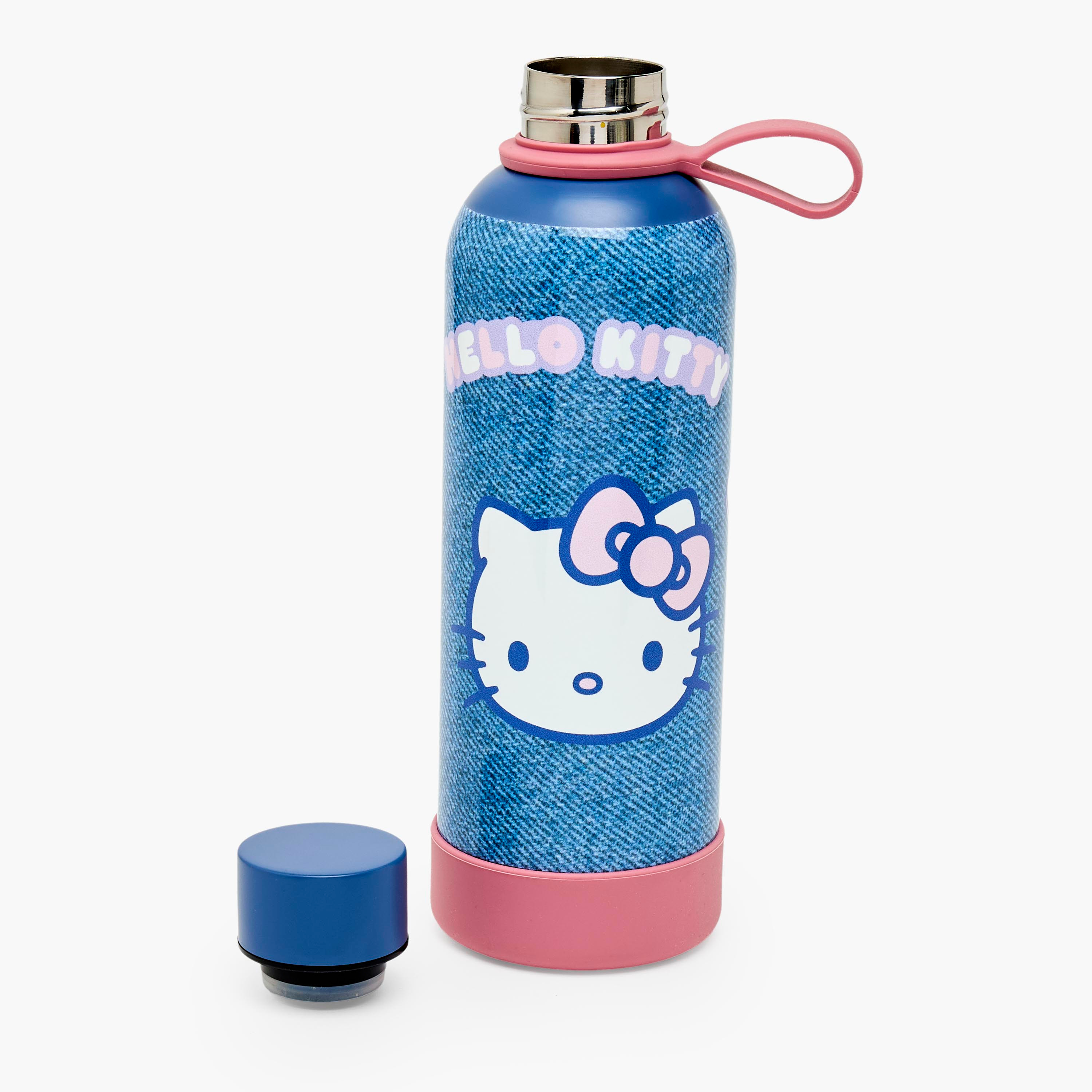 قارورة مياه ستانلس ستيل بطبعات هالو كيتي ومقبض حلقي من سانريو-school-waterbottles-image-2